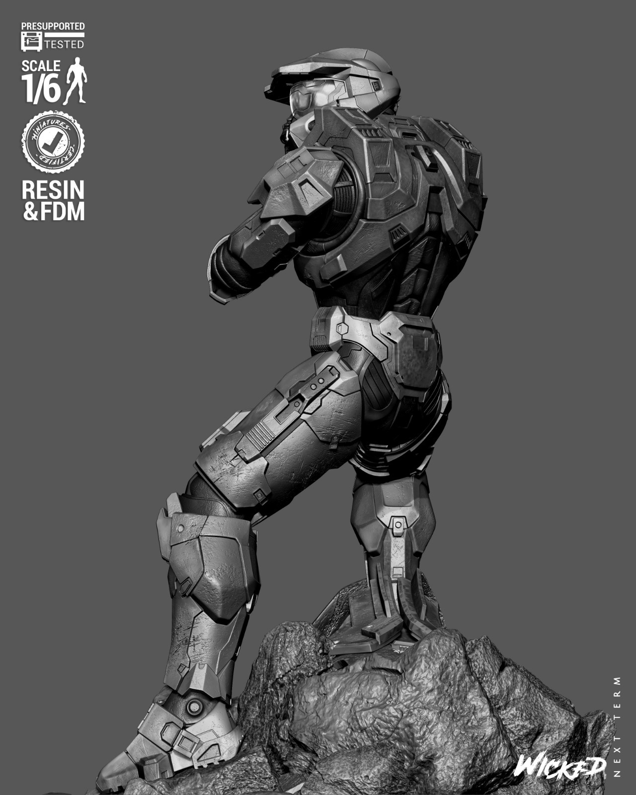 Master Chief – Halo 1/6 Scale Figure Statue 3D Print Model Kit Unpainted