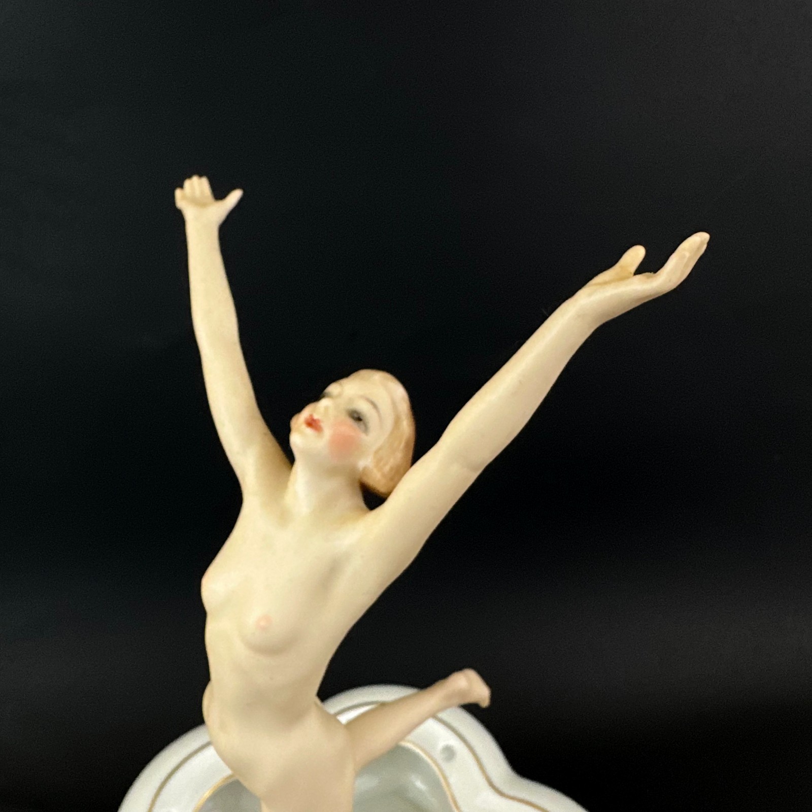Hutschenreuther Karl Tutter Sonnenkind Sun Child Nude Lady on Gold Ball w/ Base