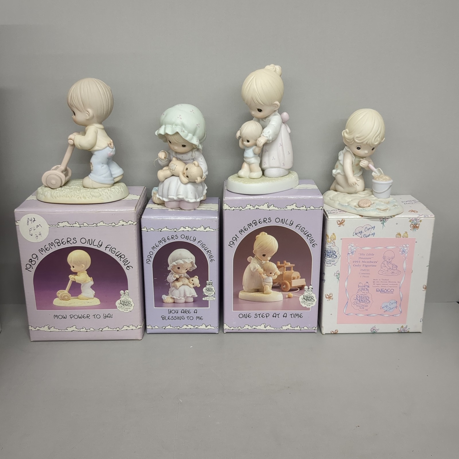 Precious Moments Lot 4 Figures Members Only PM892, PM902, PM911, PM 931 1989 90