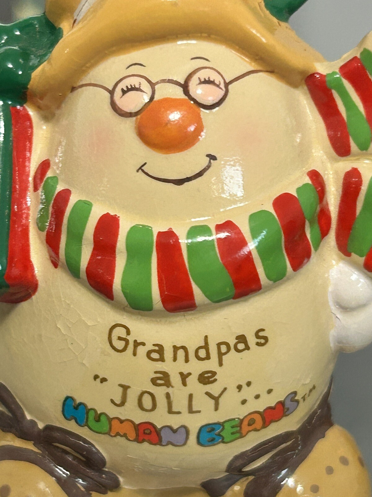 HUMAN BEANS “Grandpas are Jolly”Christmas Ornament Ceramic Figurine Enesco
