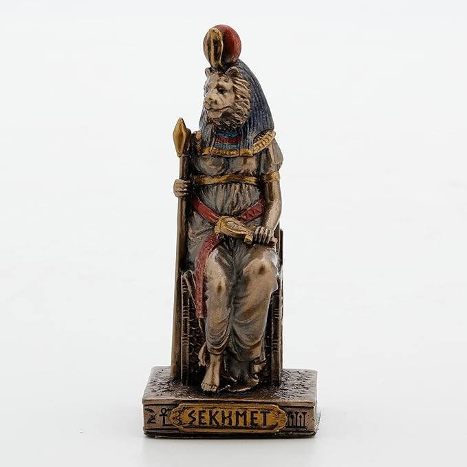 Sekhmet Painted Polystone Hand Painted Bronze Figurine Home Decor Collectible