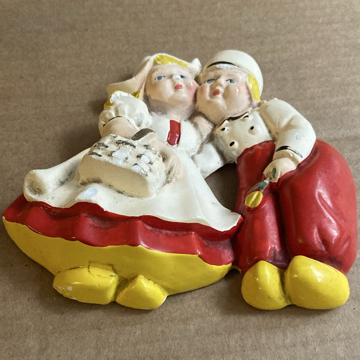 Hand-Painted Ceramic Couple Figurine, Multicolor People Theme, Unboxed