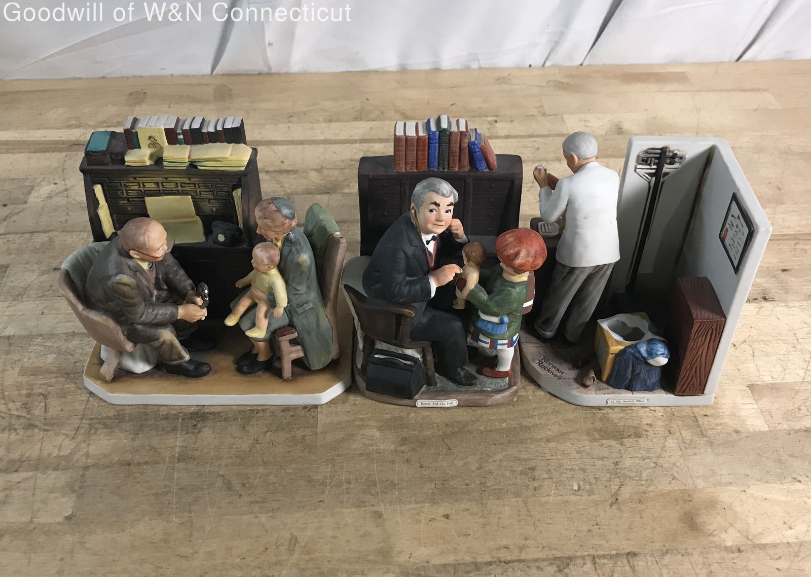 Norman Rockwell Gorham Porcelain Figurine Lot Doctor Series 3 Pieces Vintage
