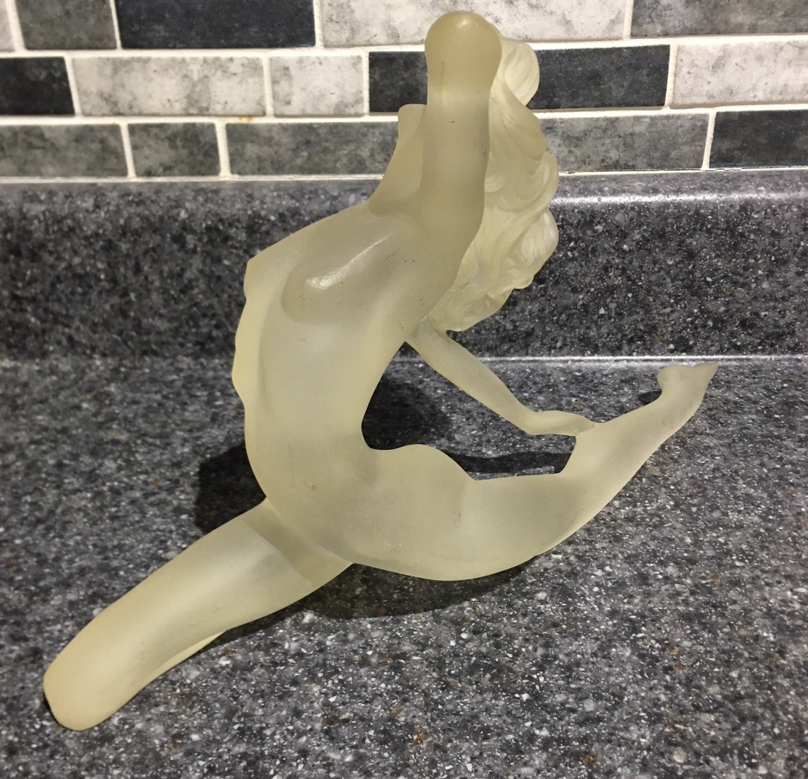 Vintage MCM Frosted Lucite Nude Female Figure Sculpture Mirage Bohemia 13 Inches