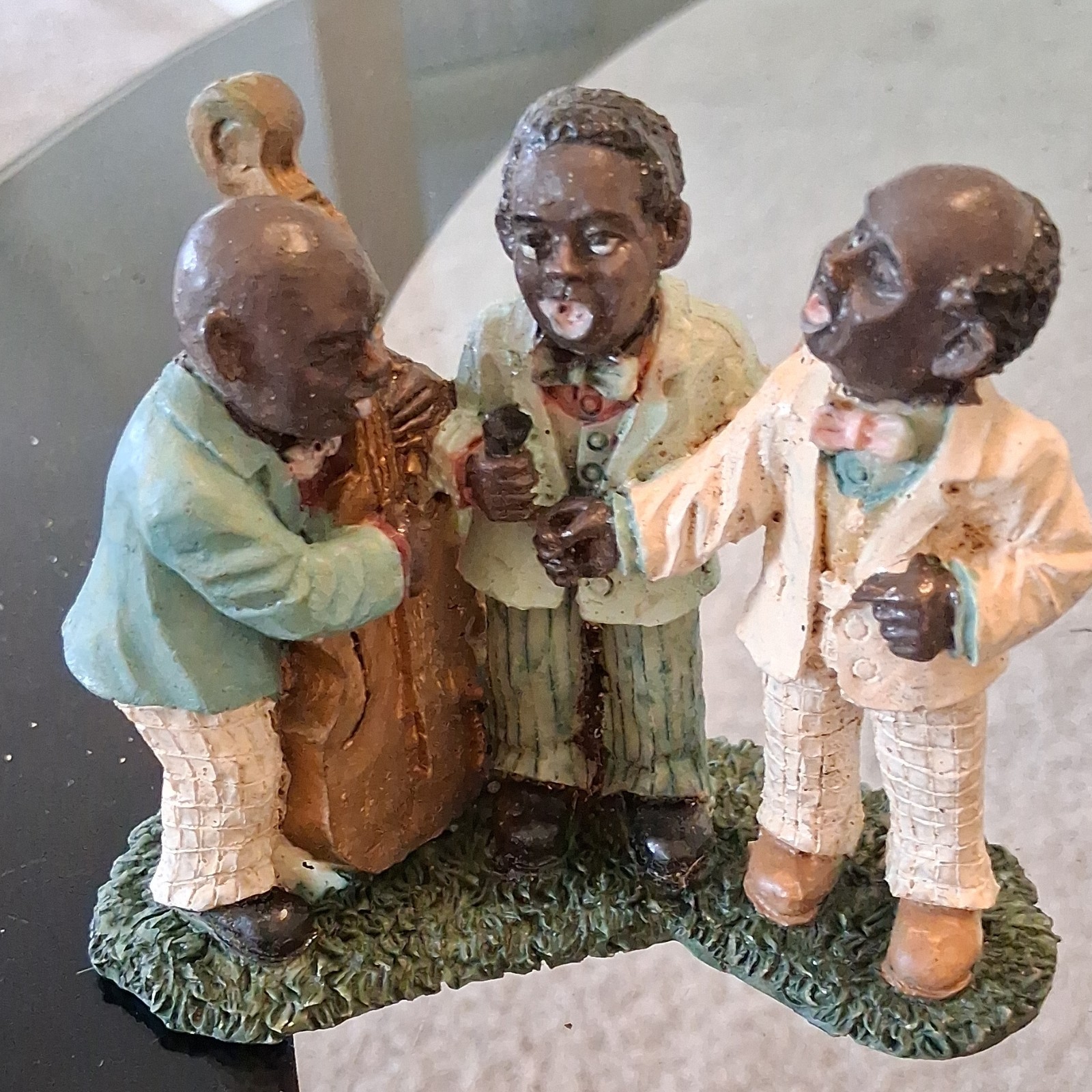 Resin Painted Jazz Band Musicians Trio Figurine Multicolor Music Sculpture