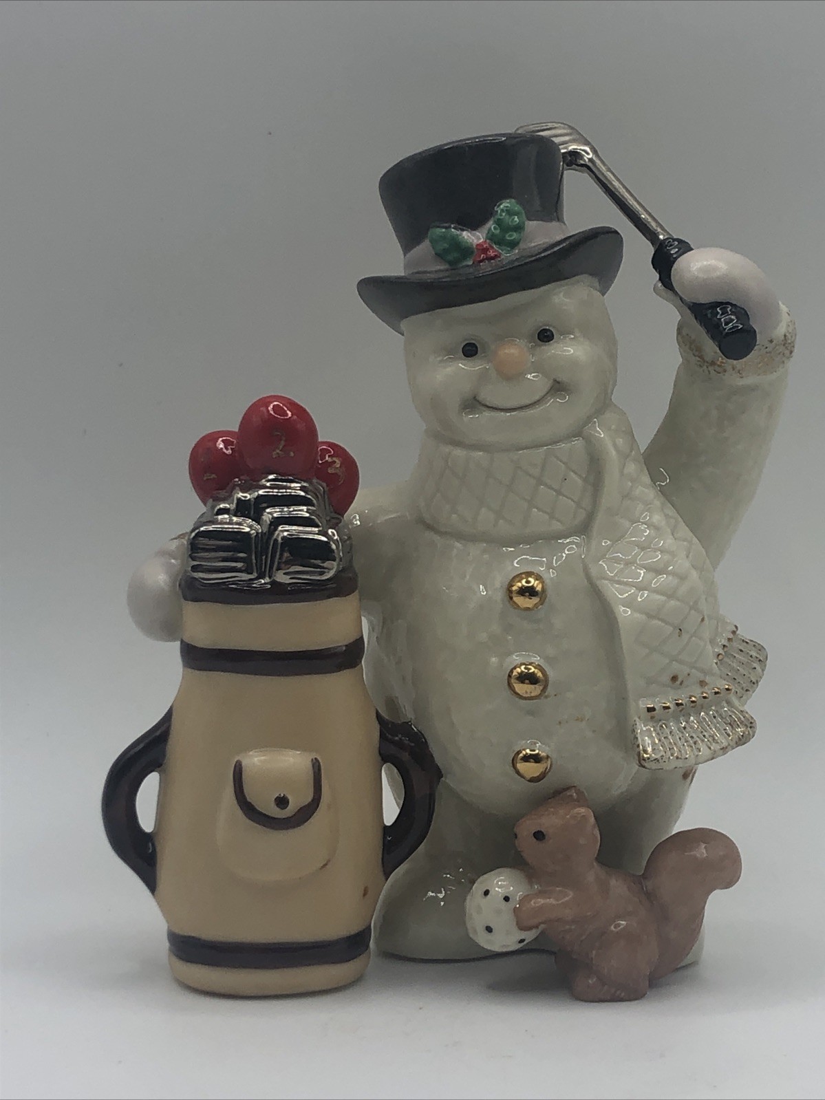 Lenox Golfing Snowman and Squirrel with Golf Ball