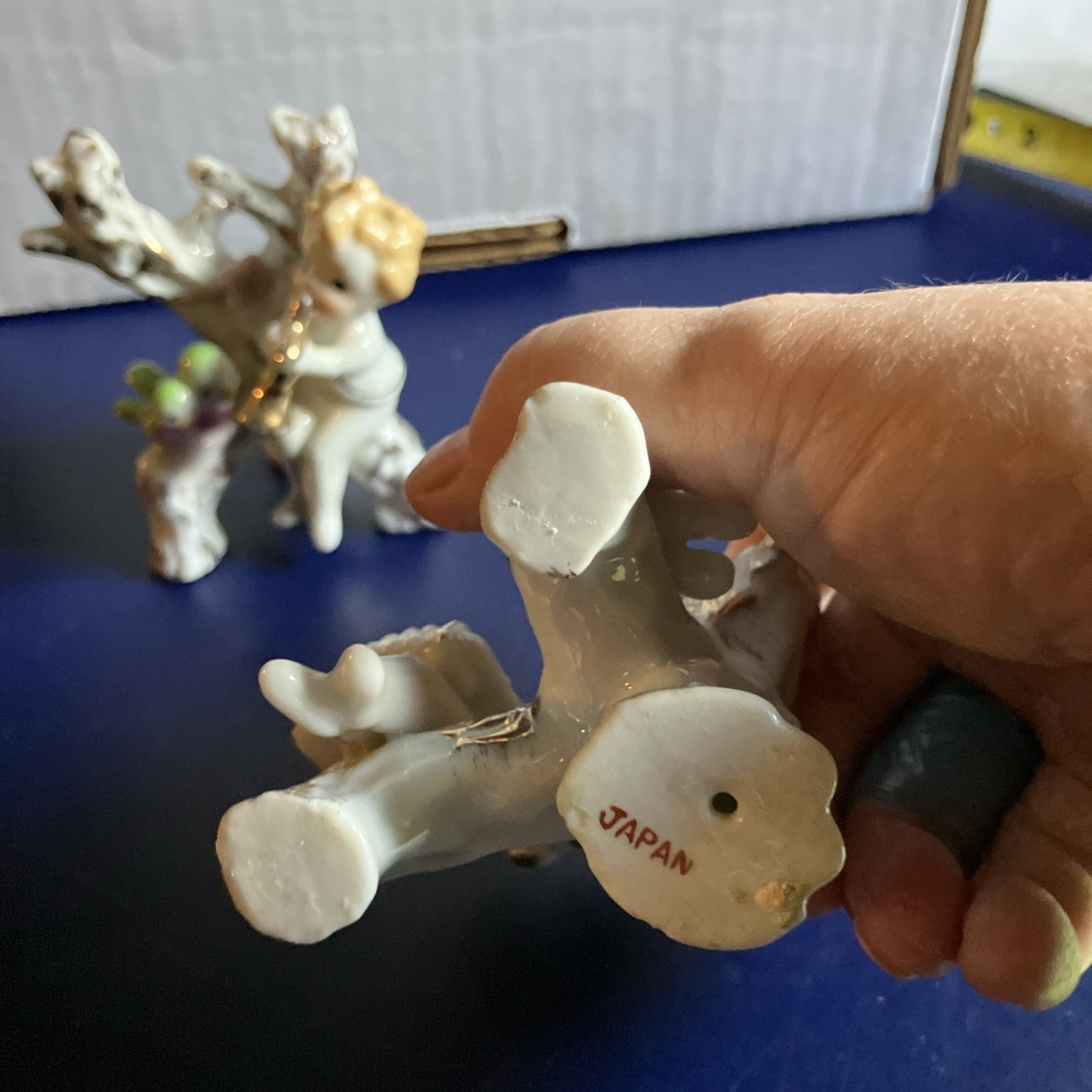 Two Vintage Cherubs Playing Instruments