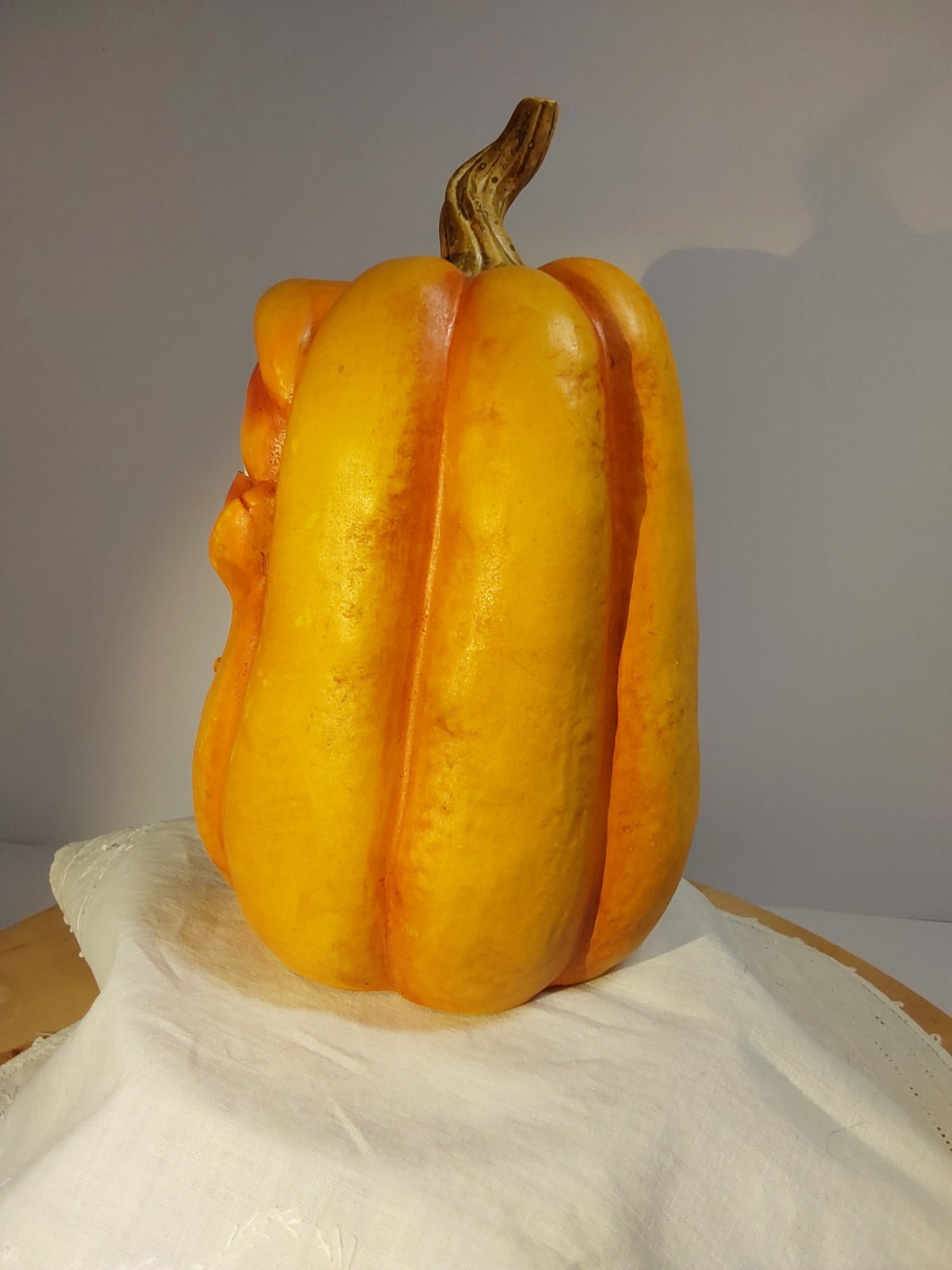 Anthropomorphic Ugly Funny Old Man Face Pumpkin, Warts,Wrinkles,Hook Nose 7.5″