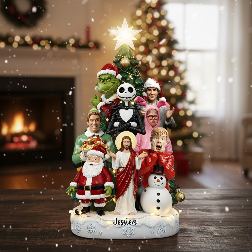 Personalized Christmas Movies Watching Acrylic Plaque Wooden Block Desk Decor