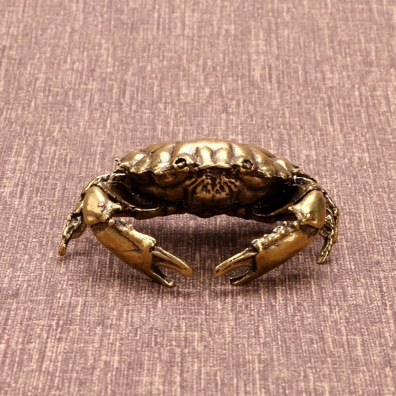 Solid Brass Crab Figurine Small Statue Home Ornament Animal Figurines Gift