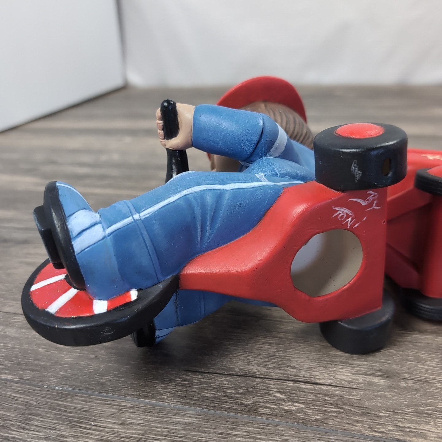 Vintage Ceramic Set Kids At Play Radio Flyer & Big Wheeler Red Hand Painted