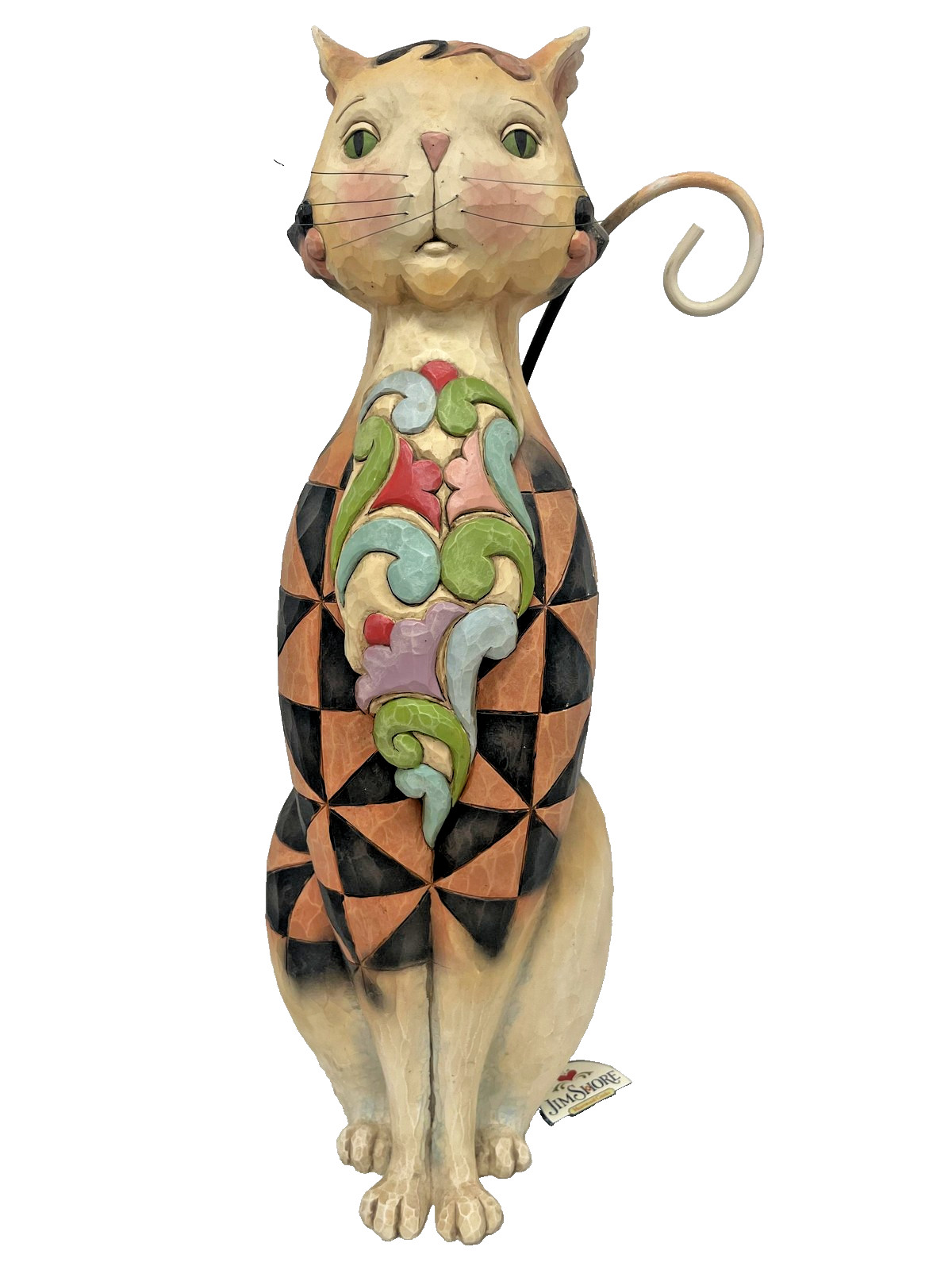 Jim Shore Heartwood Creek Checkered Cat 19″ Garden Statue Figurine 4016375 2009