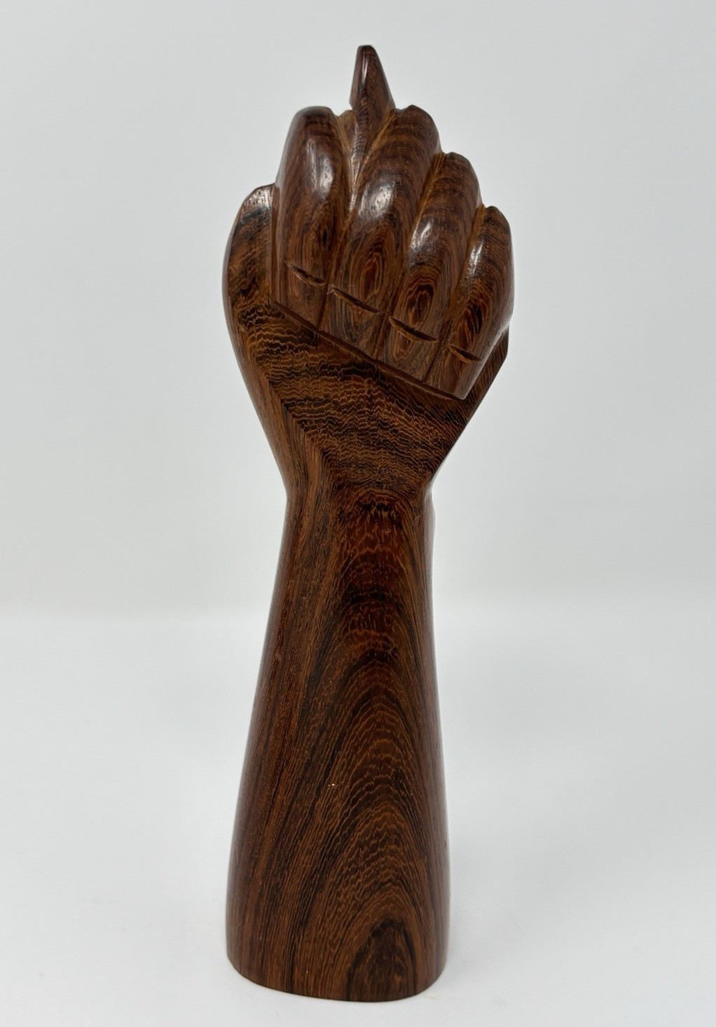 Vintage MCM Hand Carved WOOD Mano FIGA Fist Sculpture Protection Fortune 6″