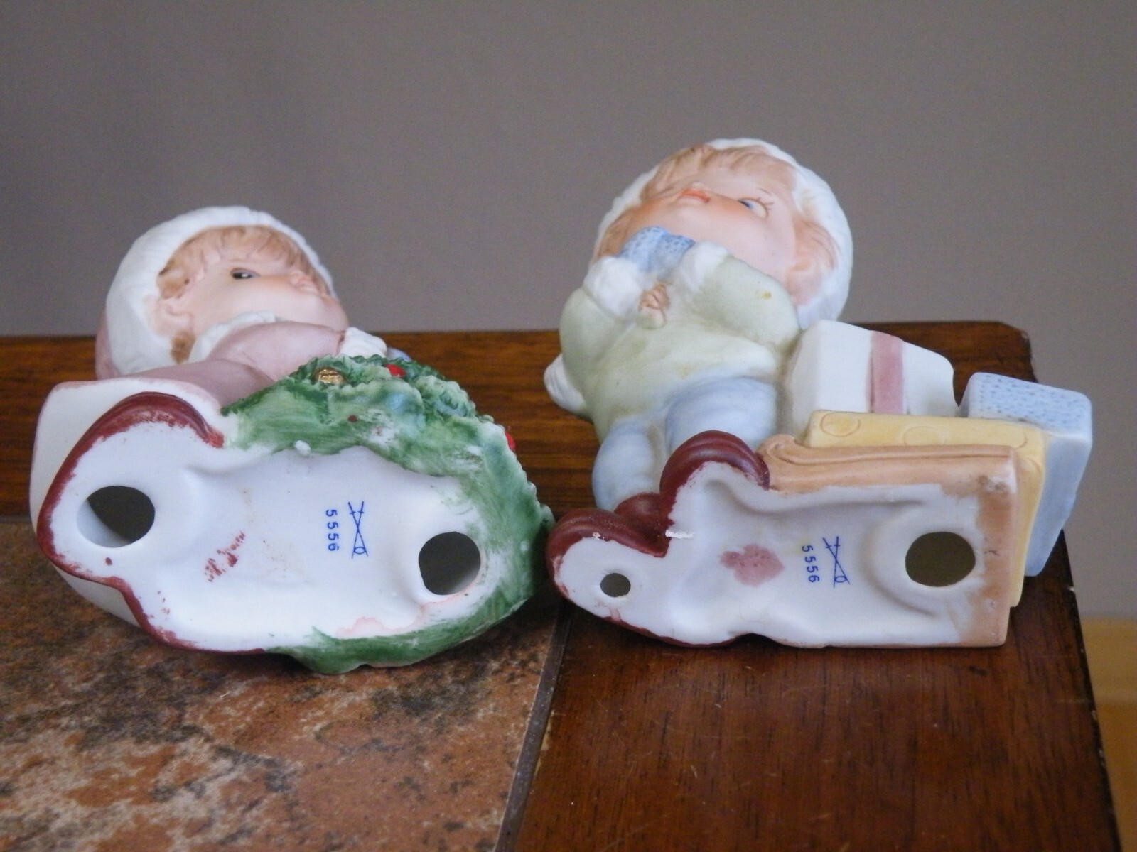 2 Vintage HOMCO Christmas CHILDREN Boy & Girl FIGURINES Ceramic #5556 FREE SHIP