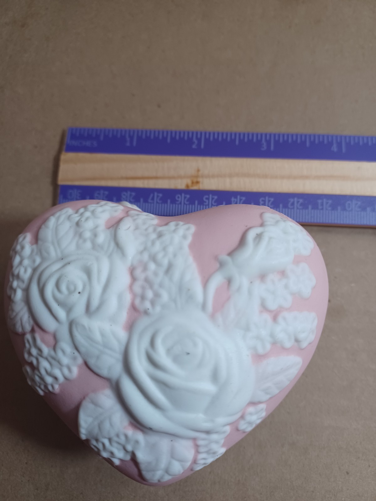 San Francisco Music Company Ornate Pink Jasperware Heart Tricket Box Pre-owned