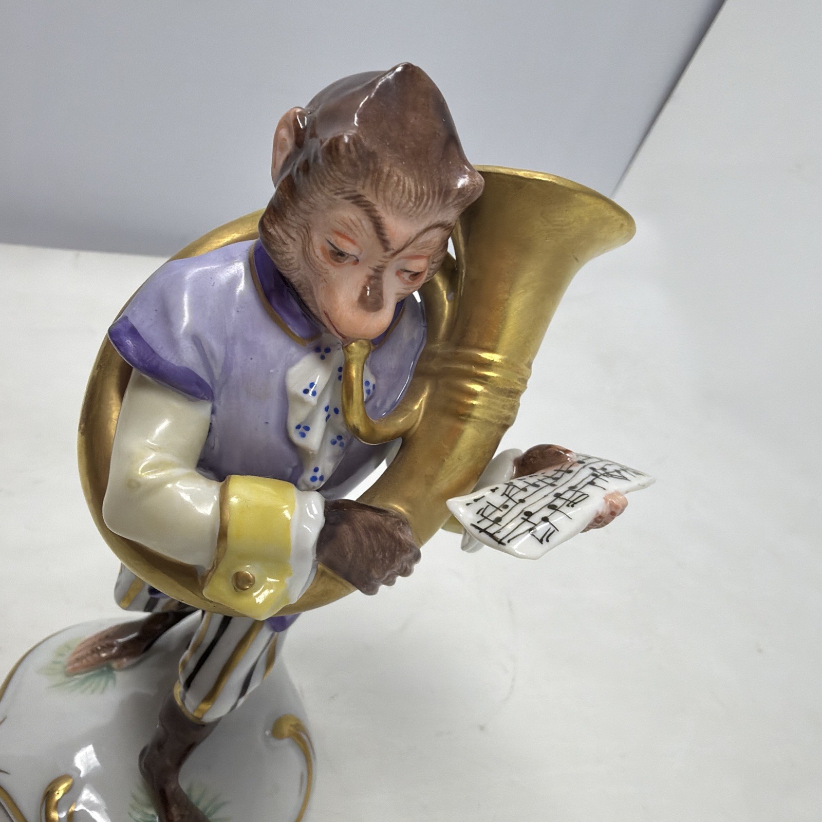 Antique Porcelain Monkey Band Double Bass Figure/Andreas Klötzer/Volkstedt/c1900