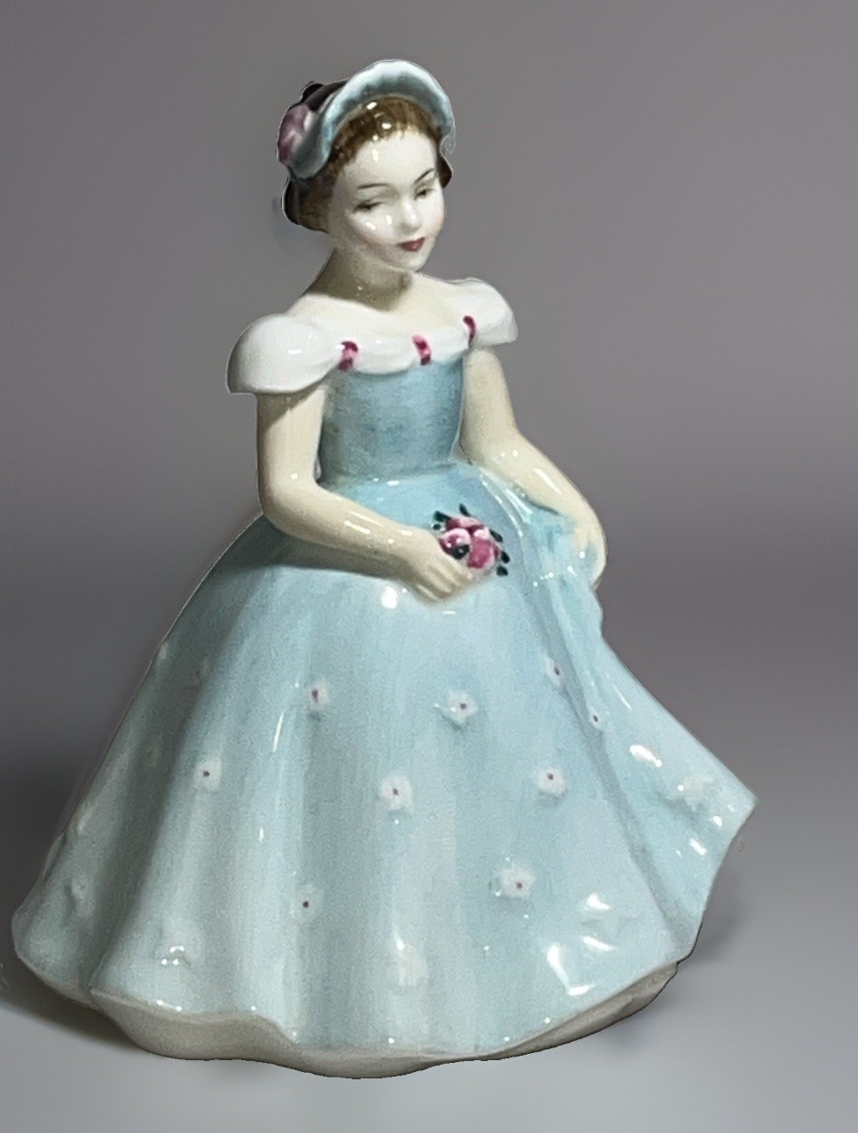 Royal Doulton Figurine THE BRIDESMAID Lite Blue Dress HN2196 Corp 1959