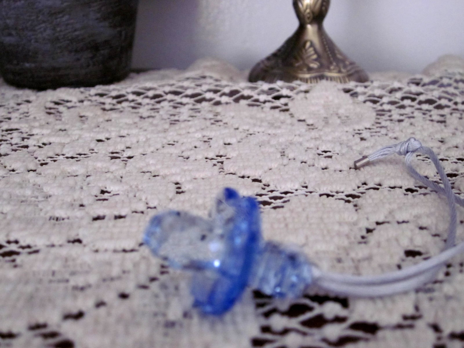 perfect vintage retired swan stamp Swarovski baby boy blue pacifier no box