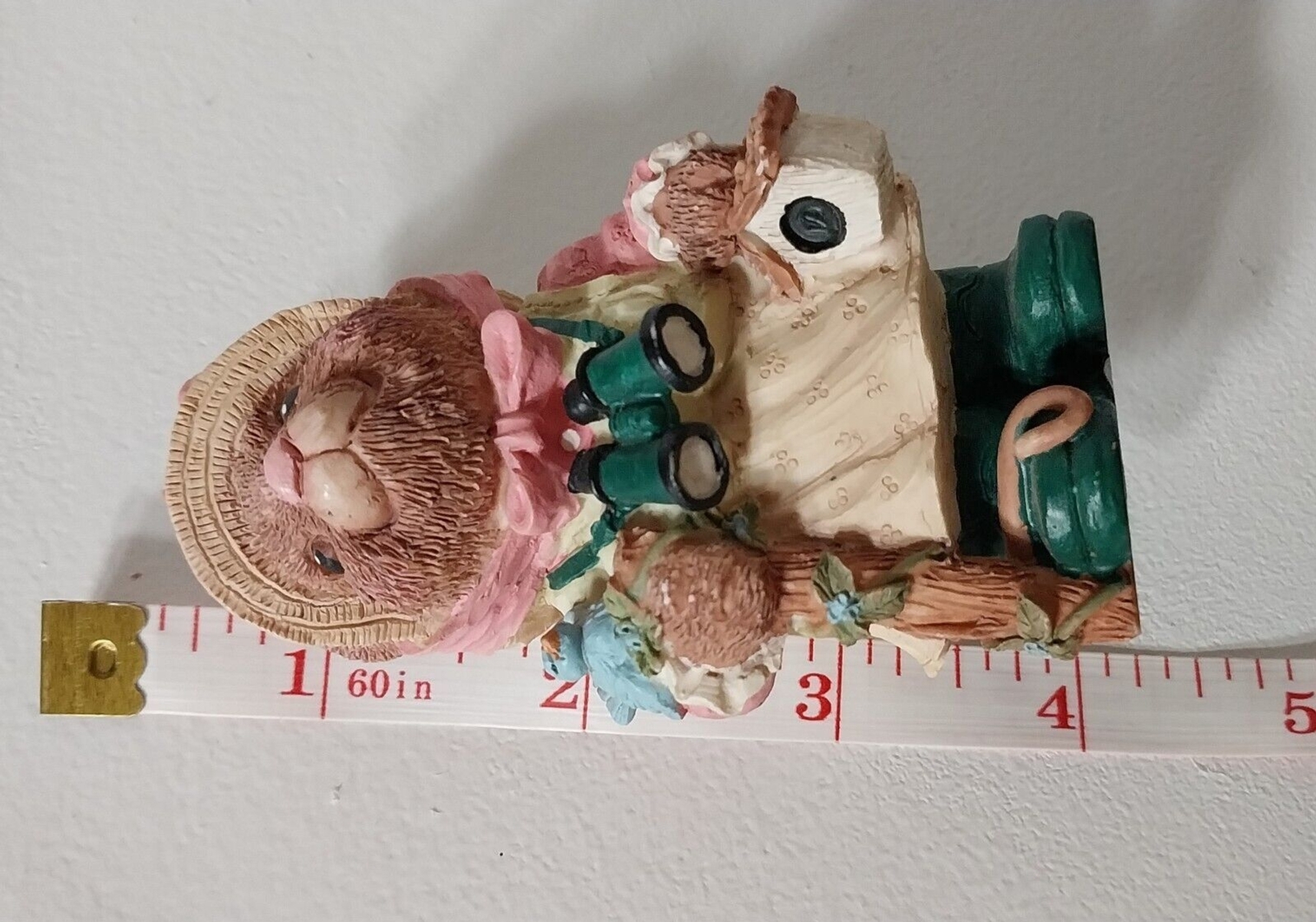 Nature Mouse Bluebirds Binoculars Walking Resin Figurine Collectible Decor
