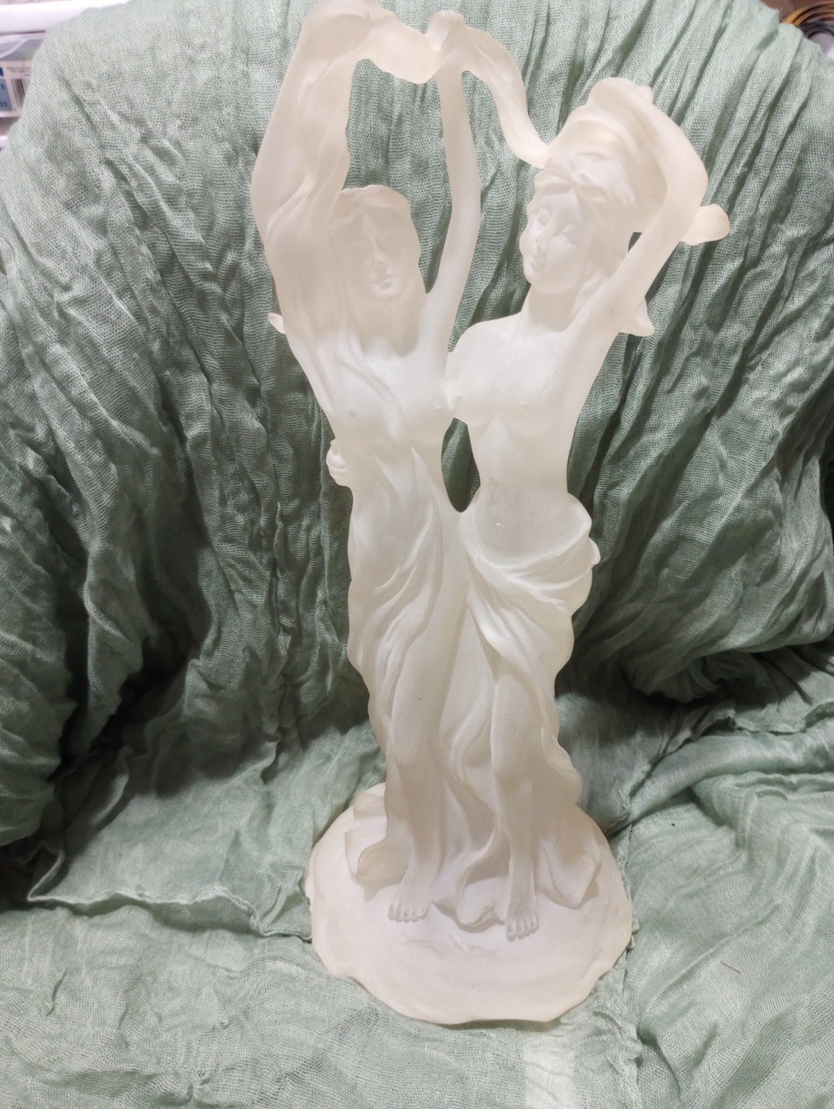 11.5 Inch frosted lucite sculpture of two dancing women