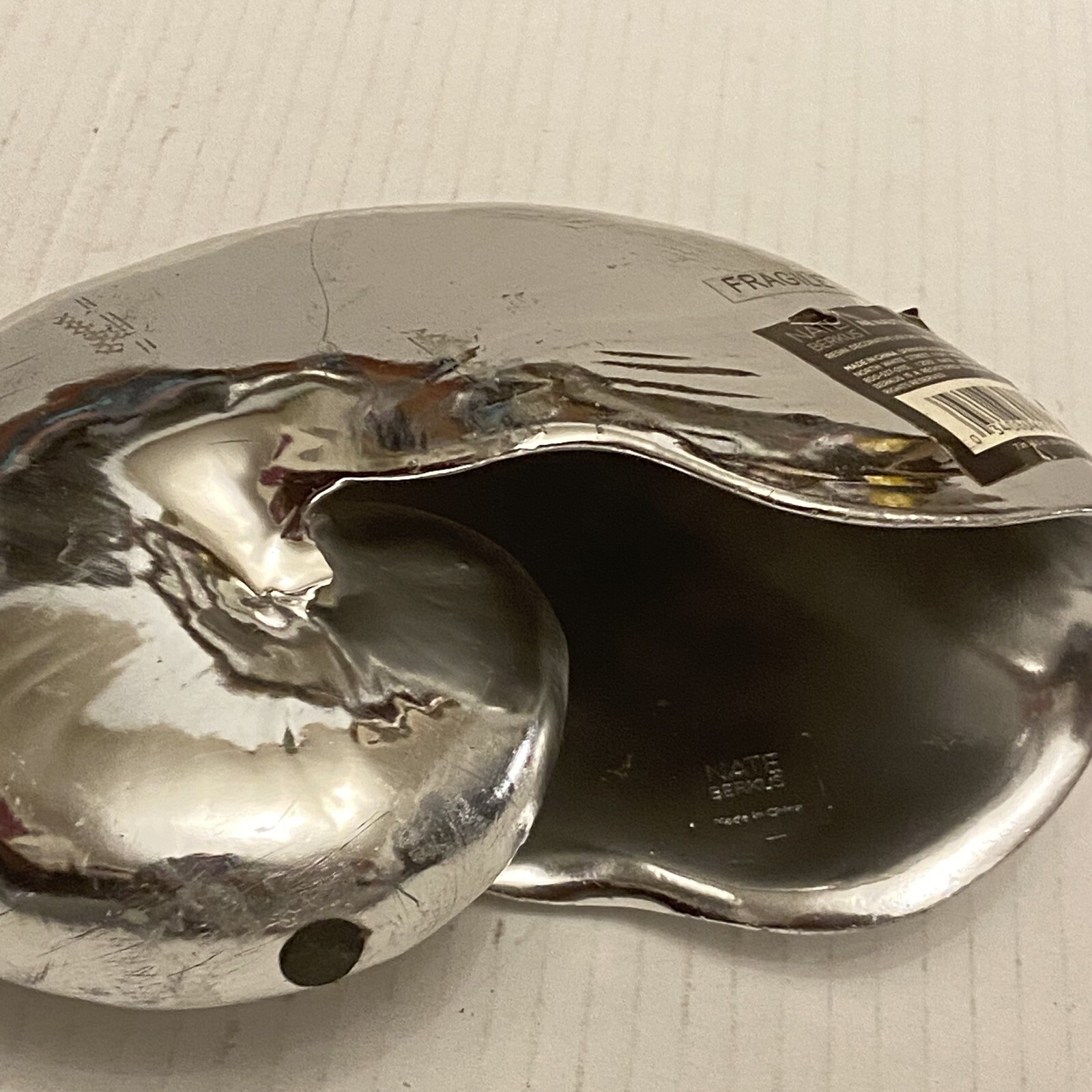 Nate Berkus Nautilus Silver Tone Shell Objet d’Art Figure Home Decor