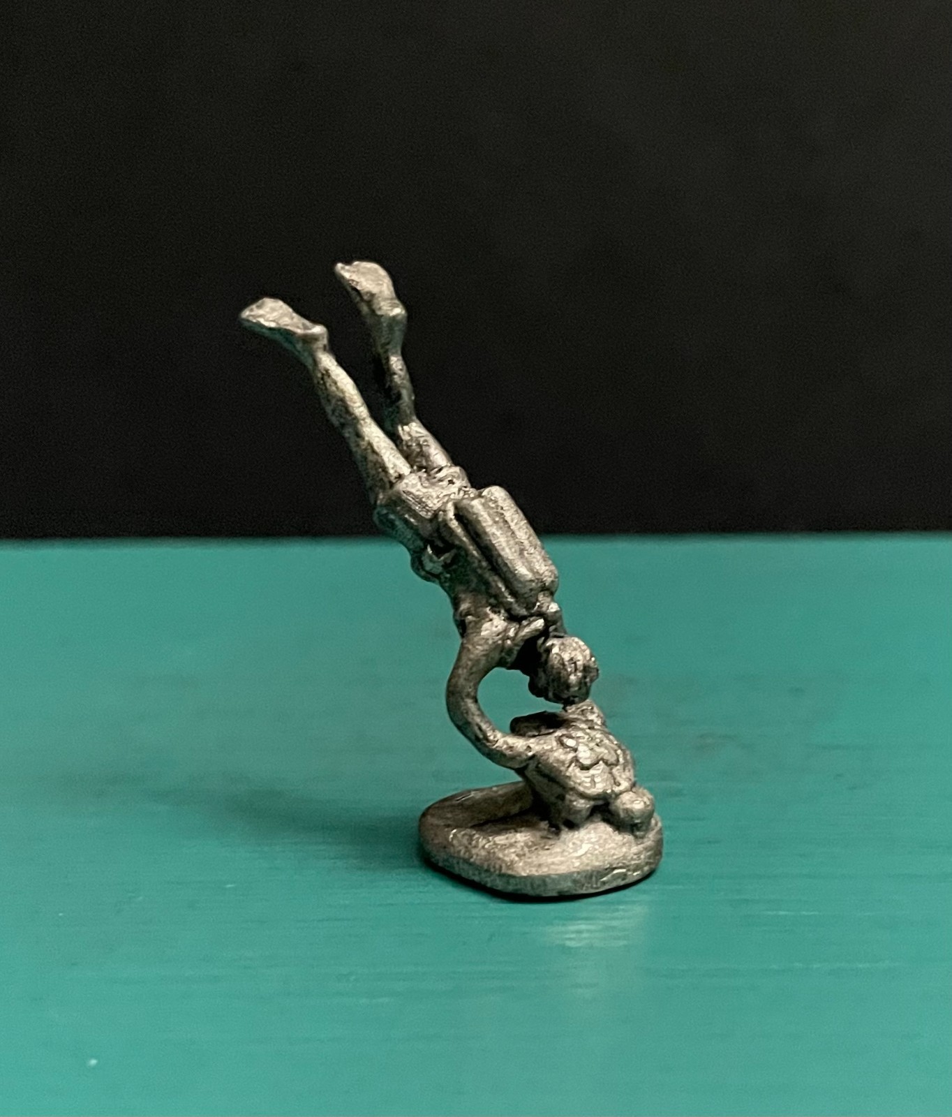 Gallo Pewter Scuba Diver Tanks Flippers Ocean Sea Turtle Diorama Art Figurines