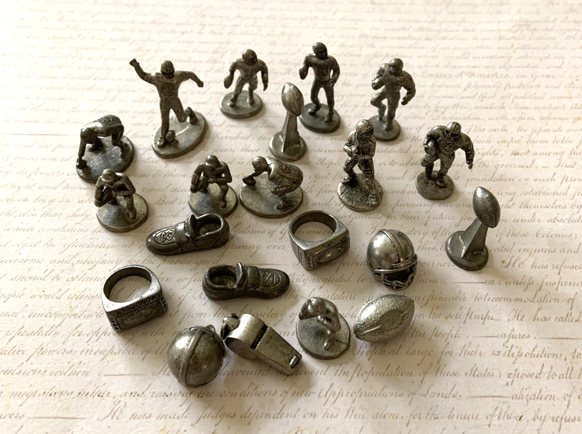 21 Monopoly Football Tokens Pewter / Monopoly Game Tokens Huge Lot