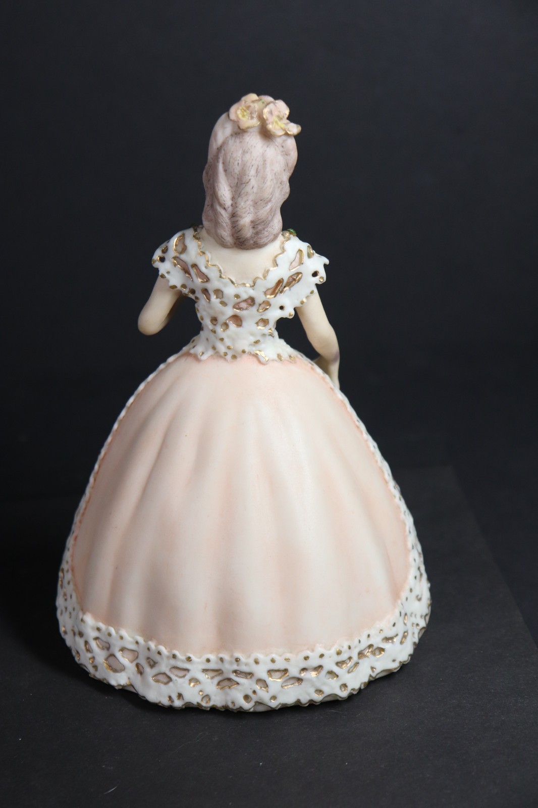 VTG Porcelain Lady Figurine Pink White Dress Rhinestones Japan 7″