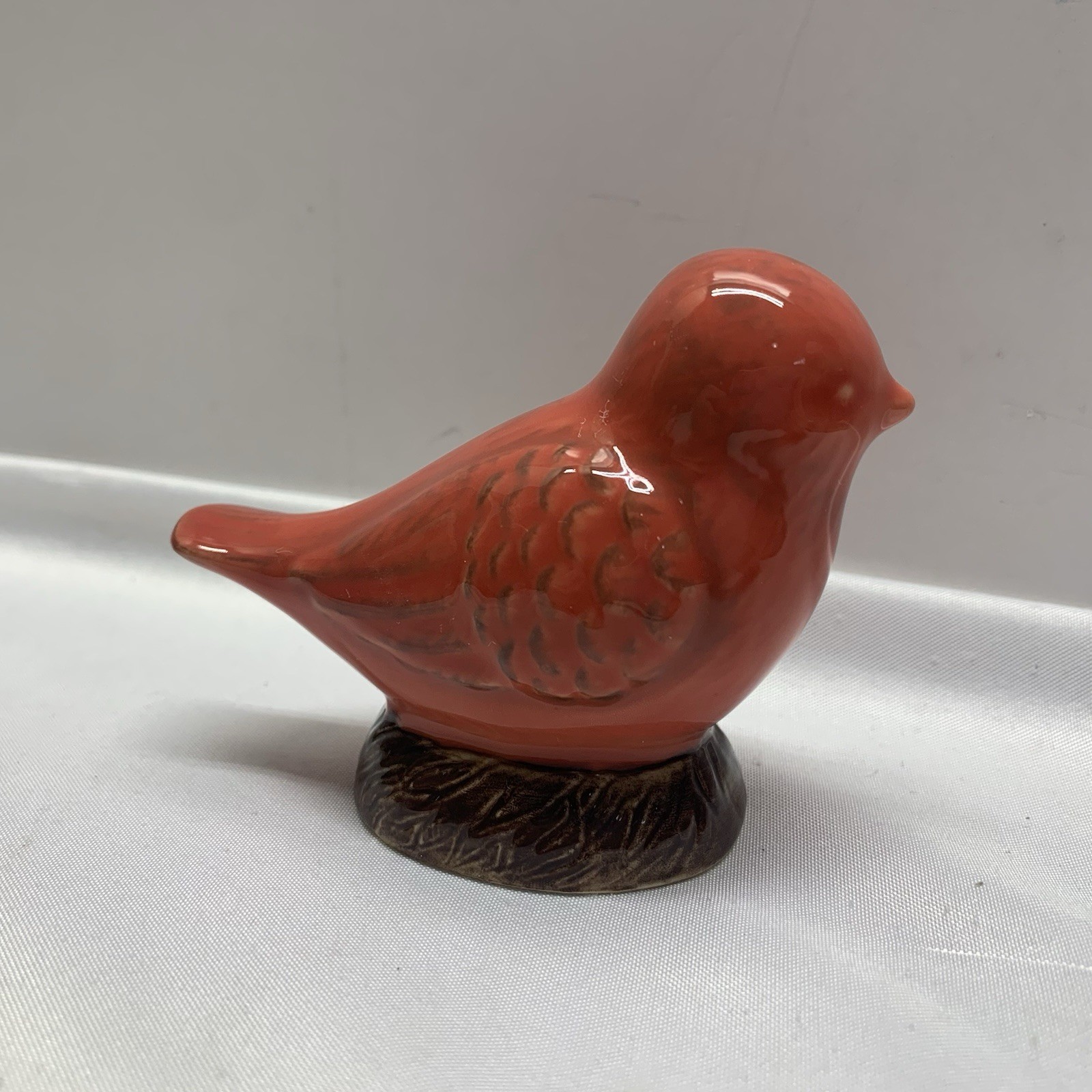 Ceramic Red Bird Figurine Signed Gail Pitman