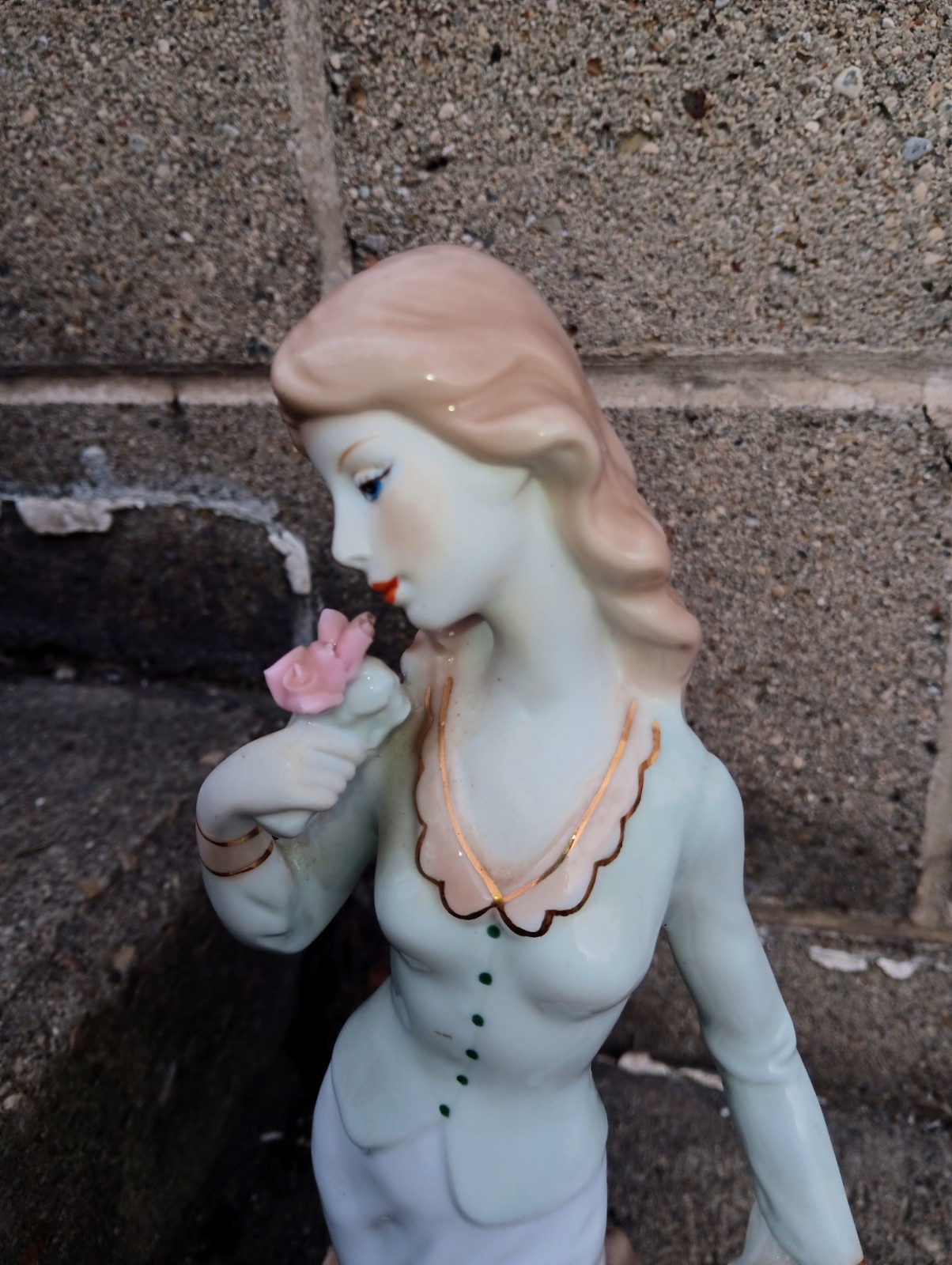 porcelain figurine Beautiful Lady With Flowers/Peace Dove Tall And Elegant