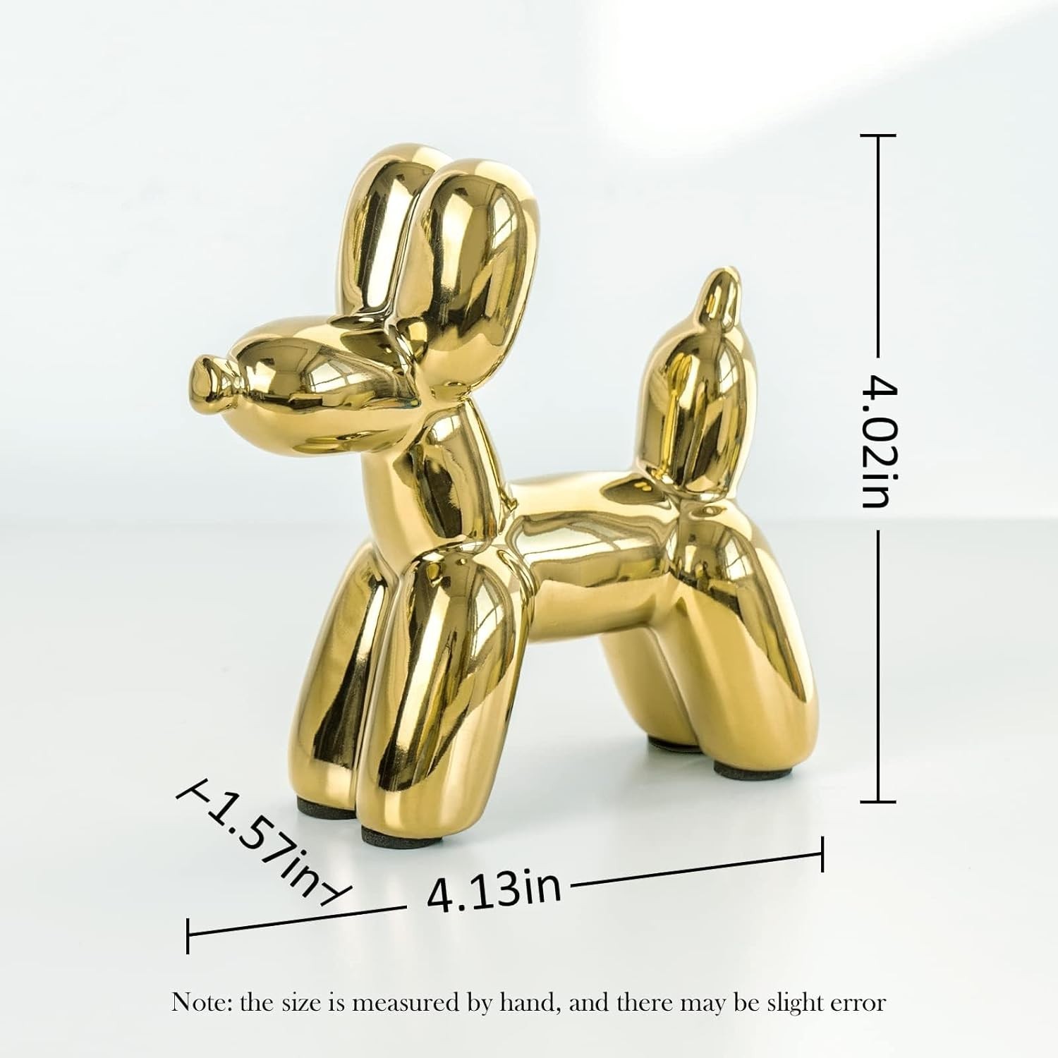 Cute Golden Balloon Dog Ceramic Statue – Ideal for Living Room Decorations
