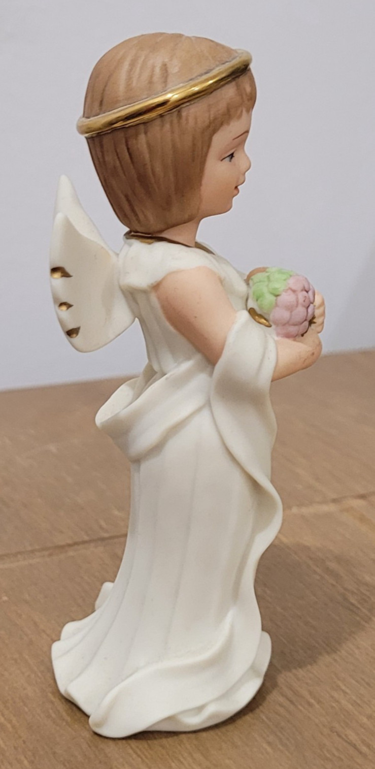 Vintage Homco Angel With Basket Of Fruits Home Interior Figurine