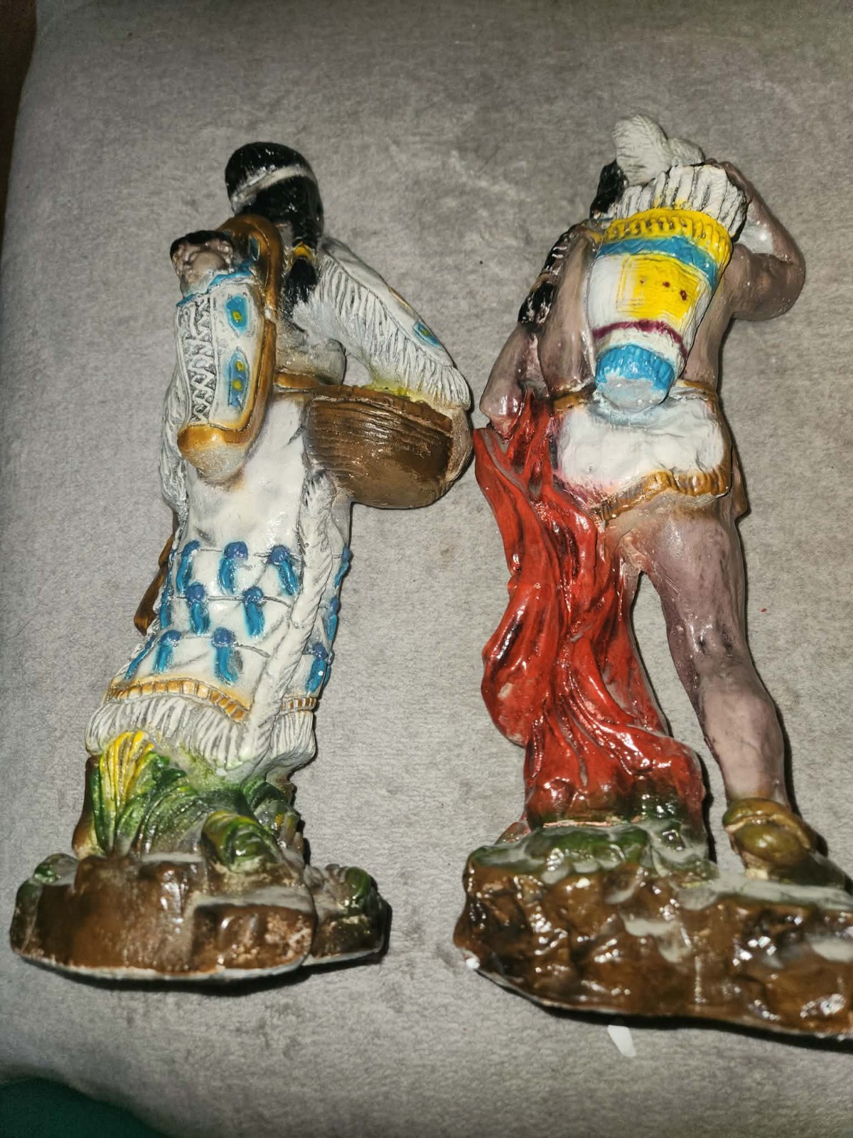 Beautiful Set Of 2 Vintage Native American Woman And Man Universal Statuary