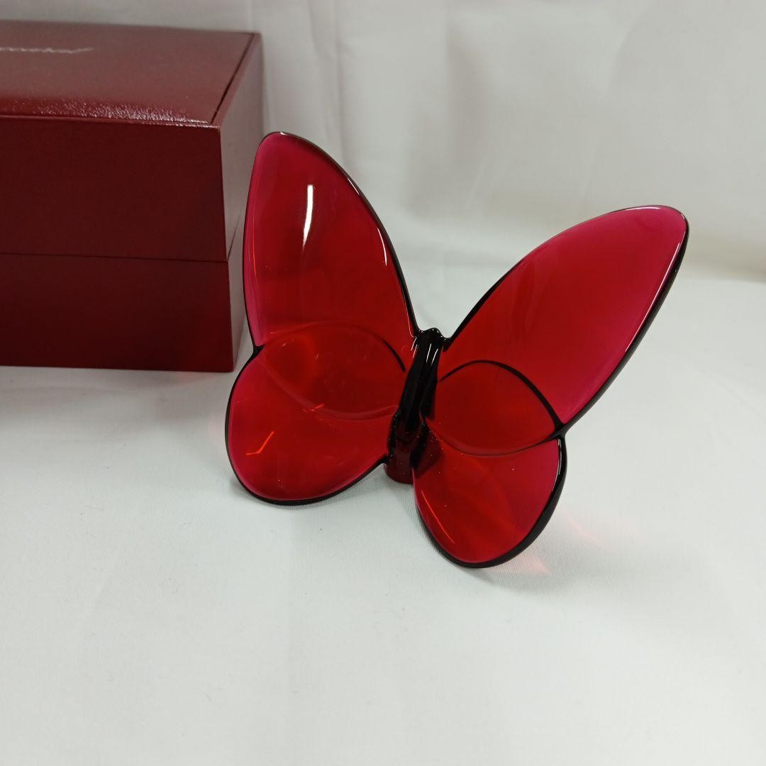 Baccarat Lucky Butterfly Figurine Crystal Red Papillon 3.3 x 3.0 x 1.6 inch