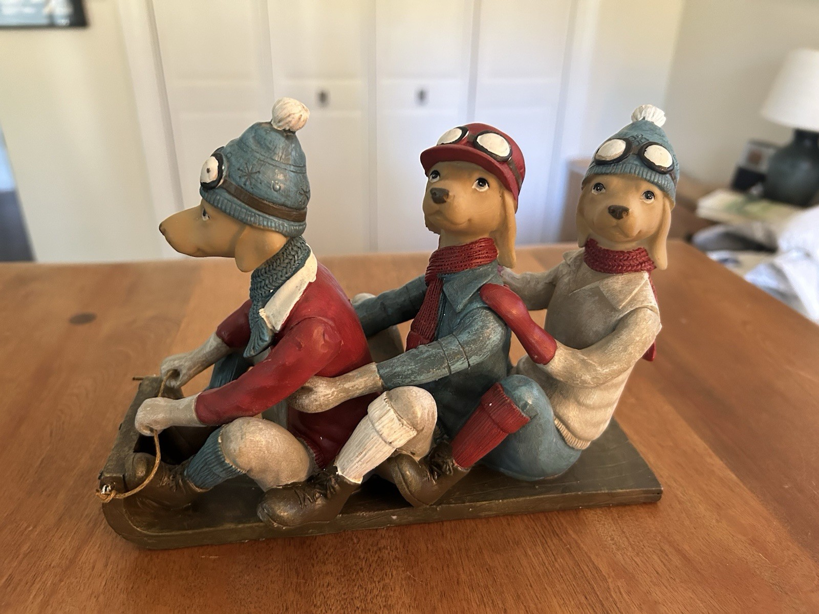 Cozy & Trendy Dogs Figurine X-mas Sledding Detailed Resin