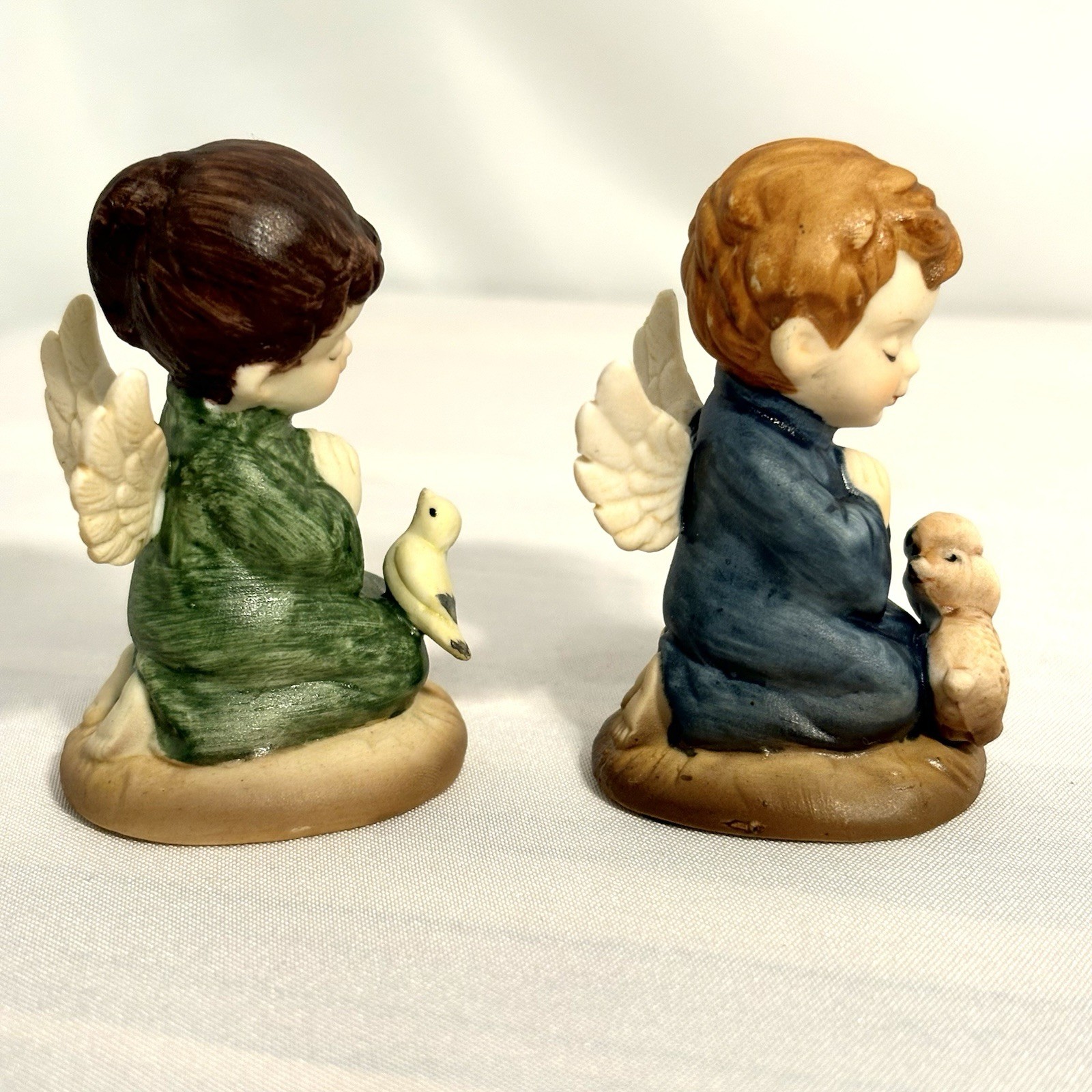 Vintage Creative Art Flowers 1977 Praying Angels Bird Lamb 2.5” Angel Kneeling