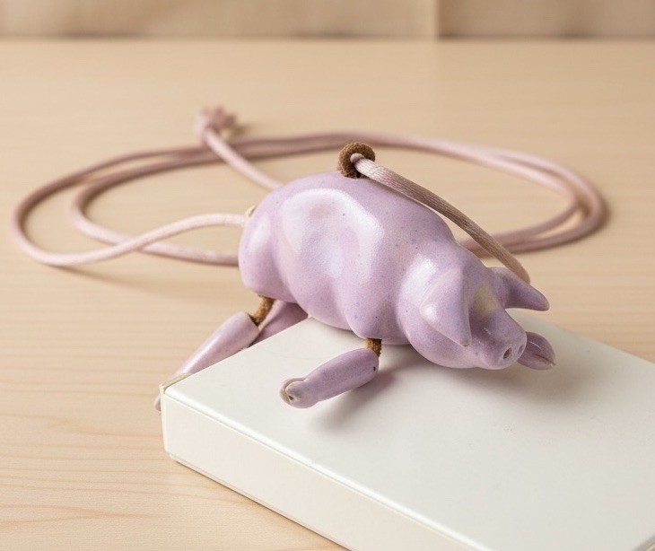 Vintage Dwight Davidson Original Pig Necklace Pendant 1986 Rare C31