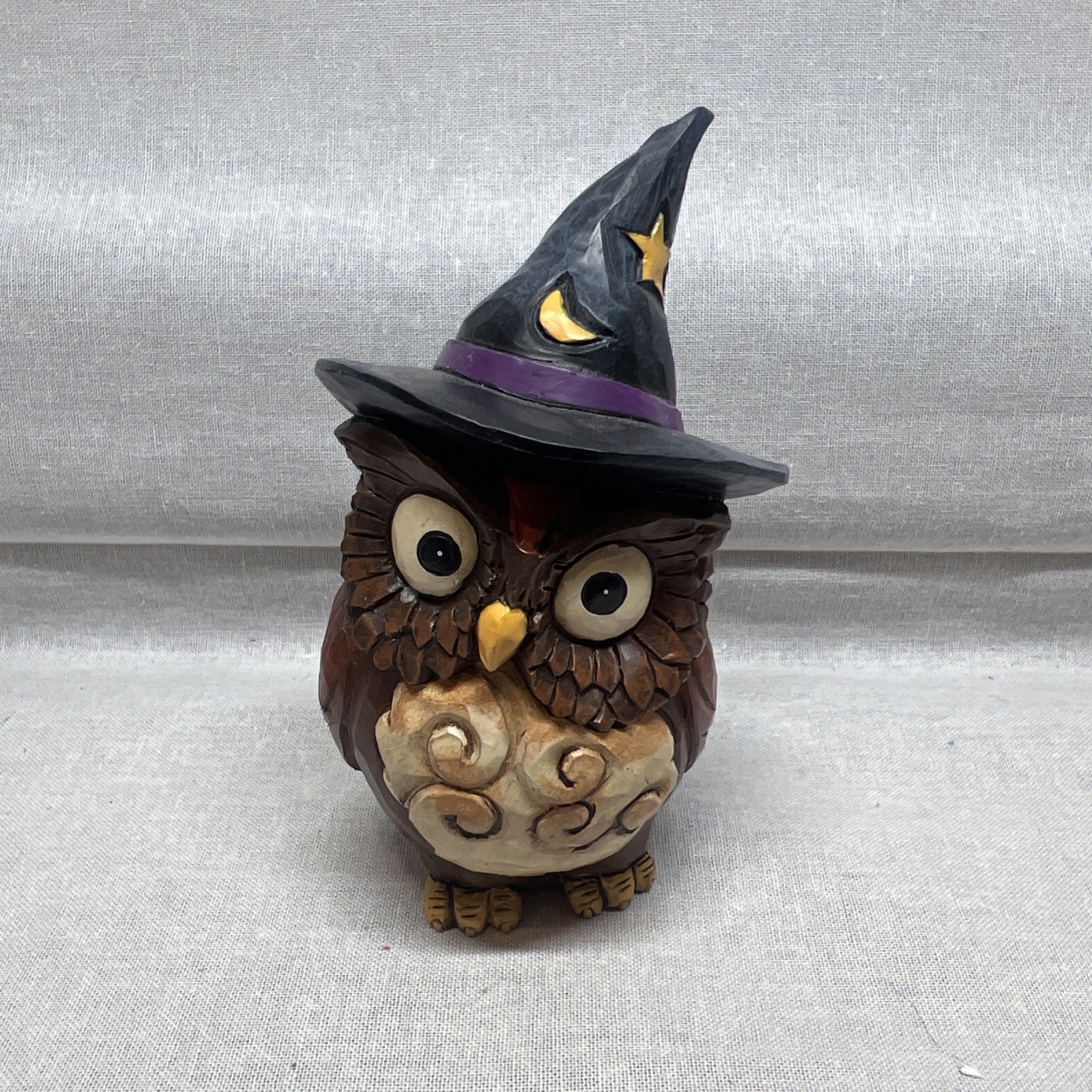 Jim Shore Owl Witch Wizard Hat Halloween Figurine Holiday Decor Graduate Wise