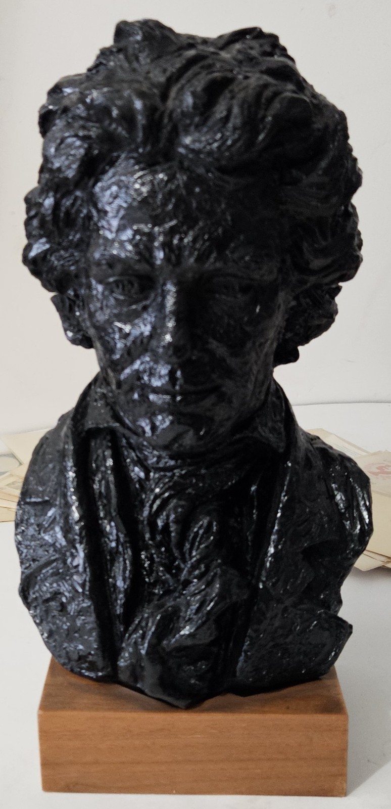Vint. 1961 Beethoven Bust Sculpture on Wood Pedestal Austin Productions 14.5″ H