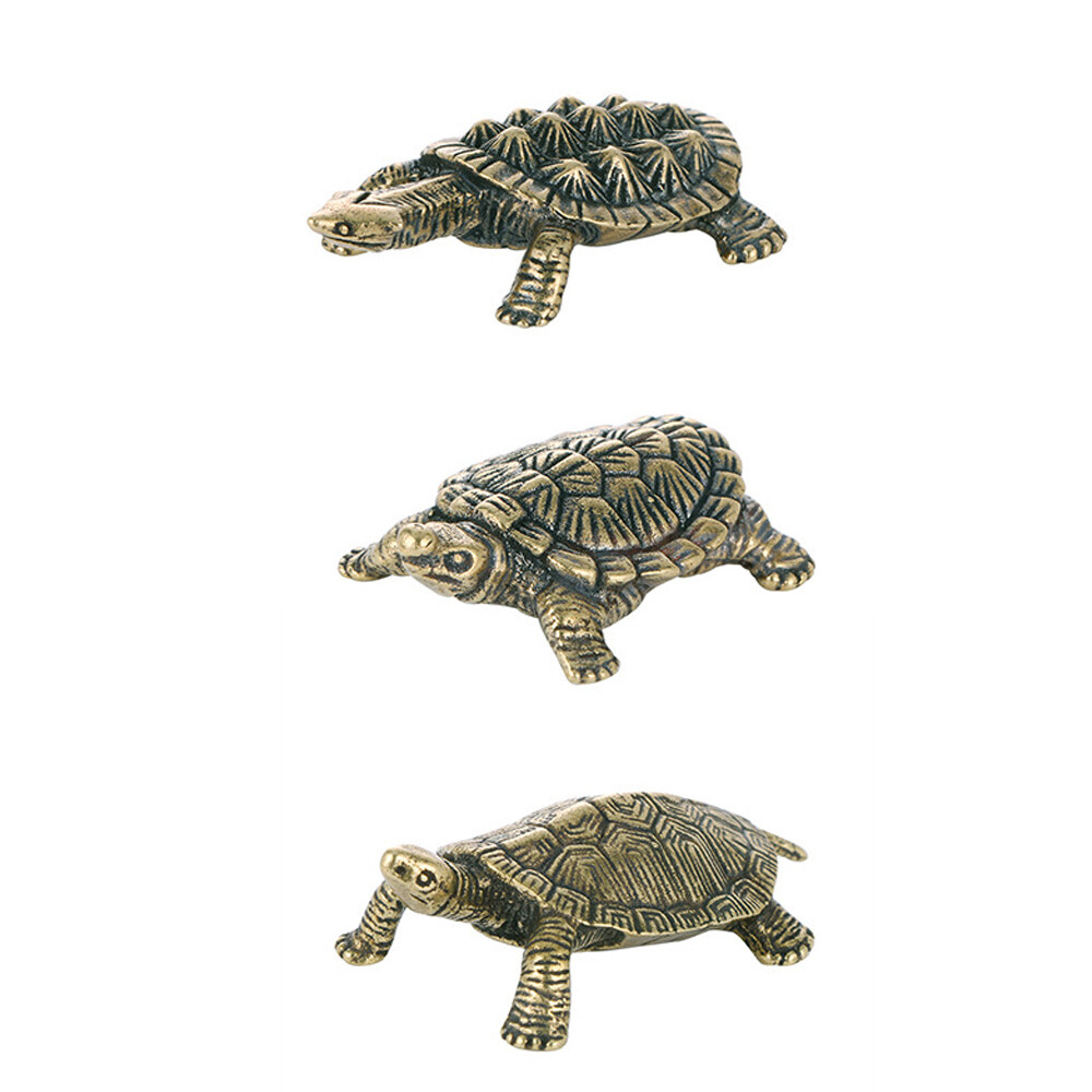Vintage Brass Turtle Figurine Statue Home Ornaments Animal Figurines Gift 3pcs