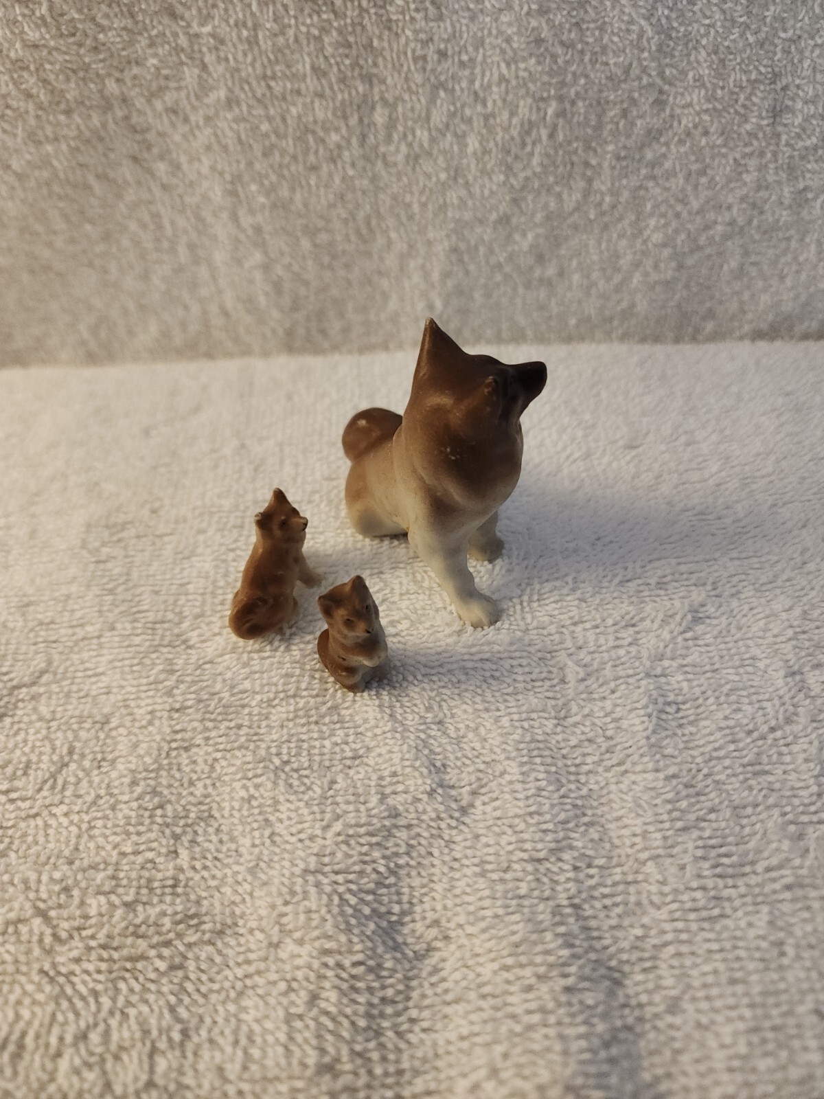 Vintage Miniature Porcelain Dog Family Set of 3 Mom and Babies