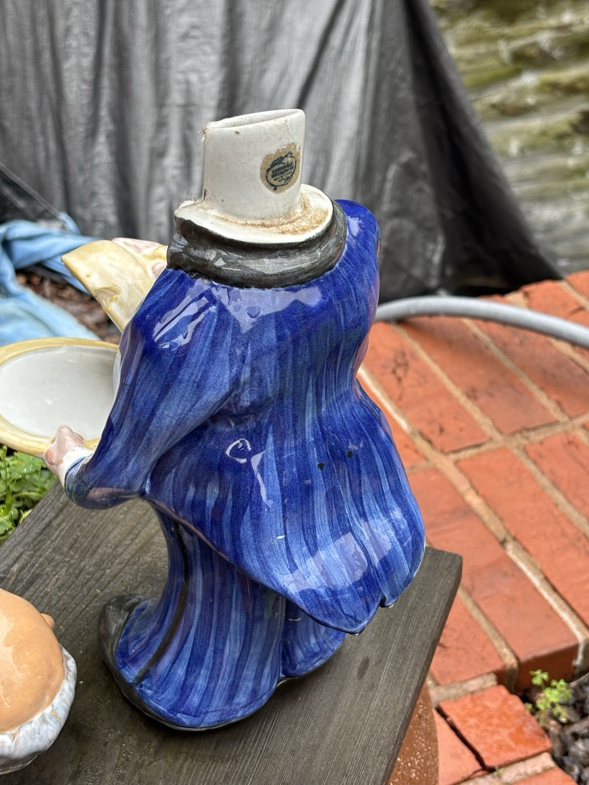 Vintage Figural Ceramic Butler Bird Feeder Figurine Removable Head