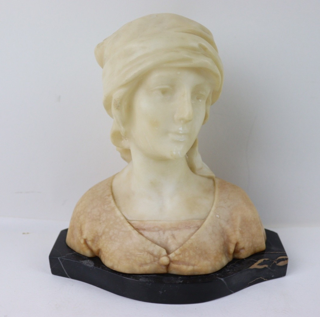 One Fritz Kochendoerfer Kochendorfer alabaster girl bust inscribed back 7″ tall