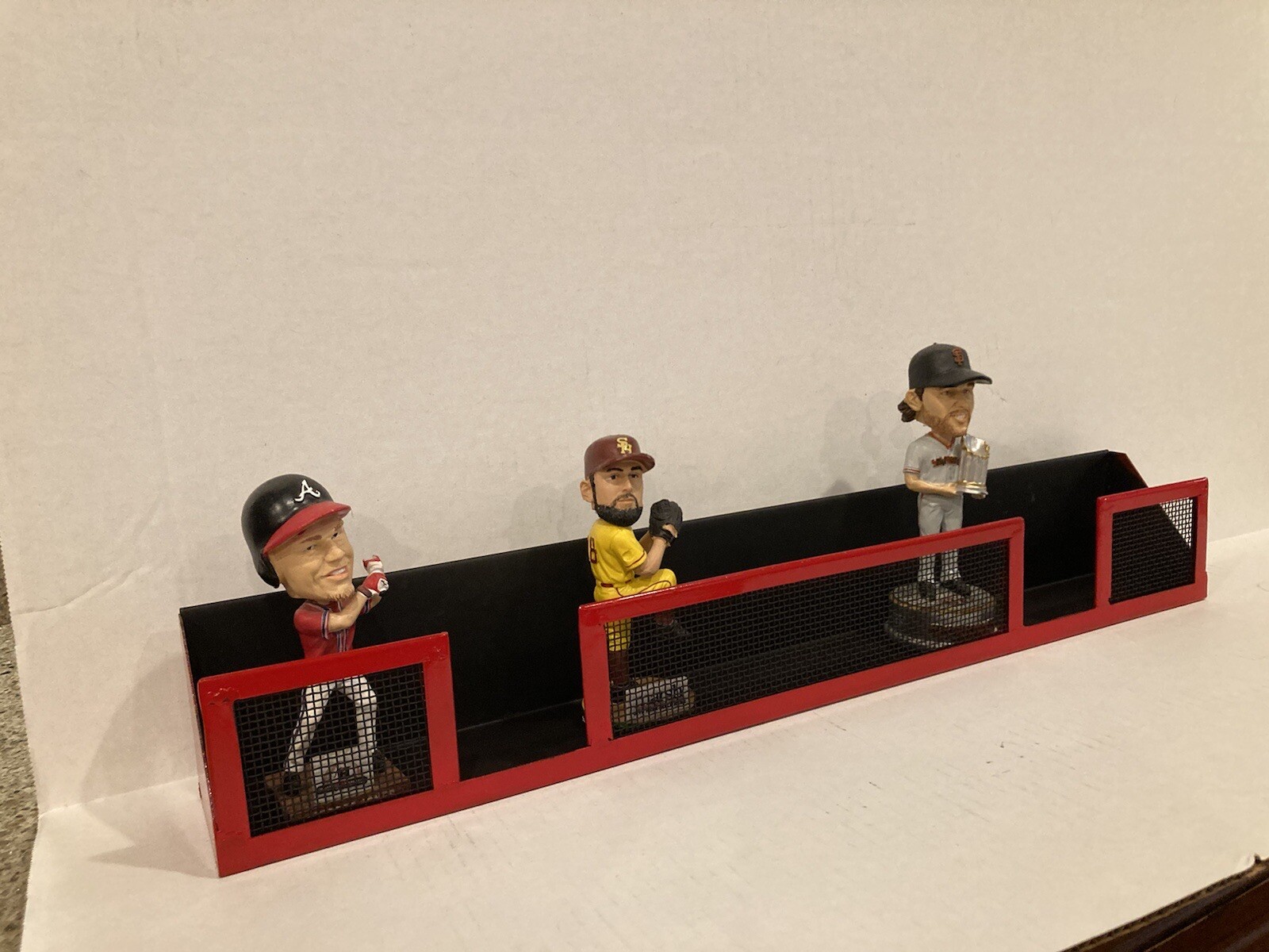 24” Custom Made Baseball Bobblehead Wall Display. Single Shelf