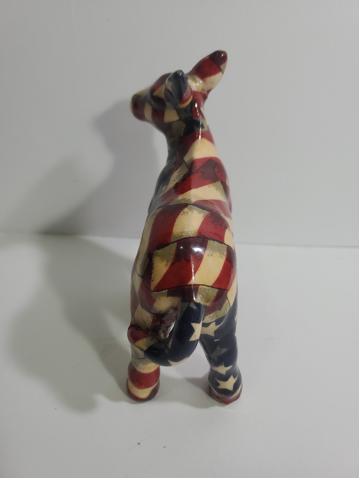 Vtg Patriotic Pride Democratic Party American Flag Patterned Donkey Ceramic