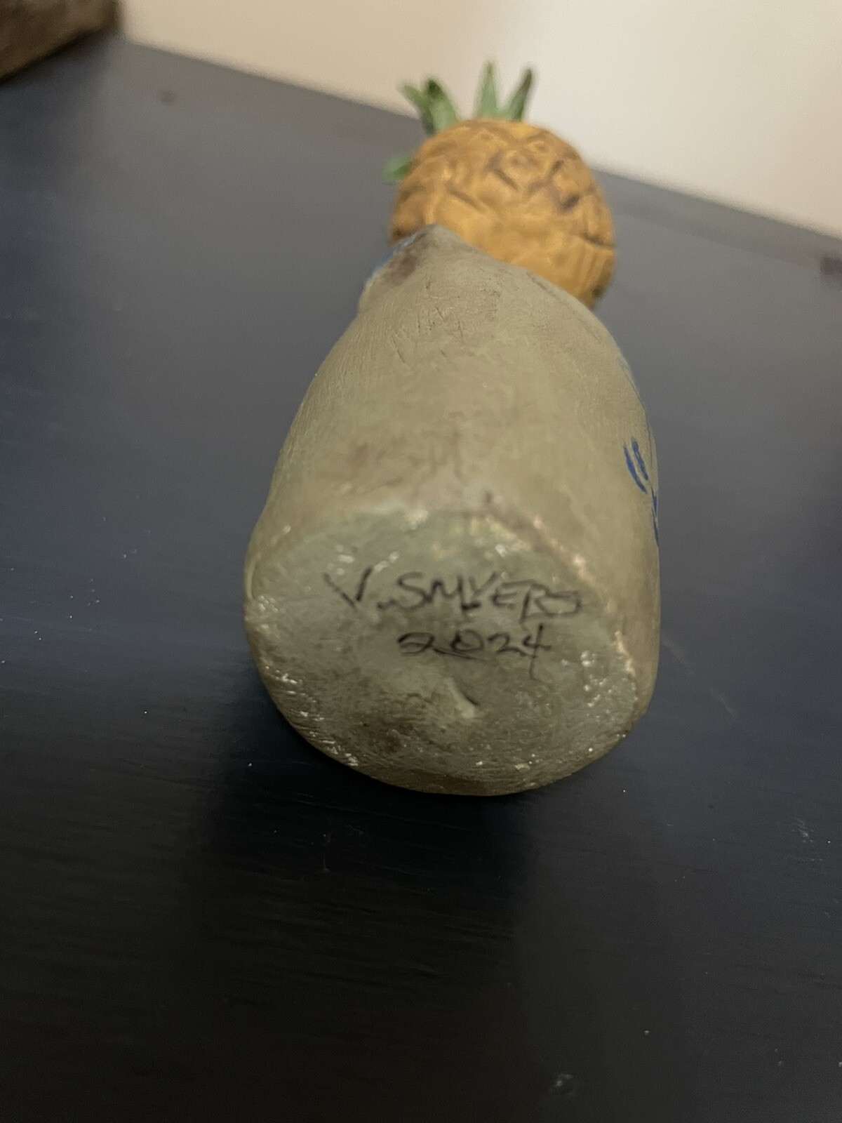 Vickie Smyers Original Folk Art Primitive Crock Statue Stoneware Pineapple