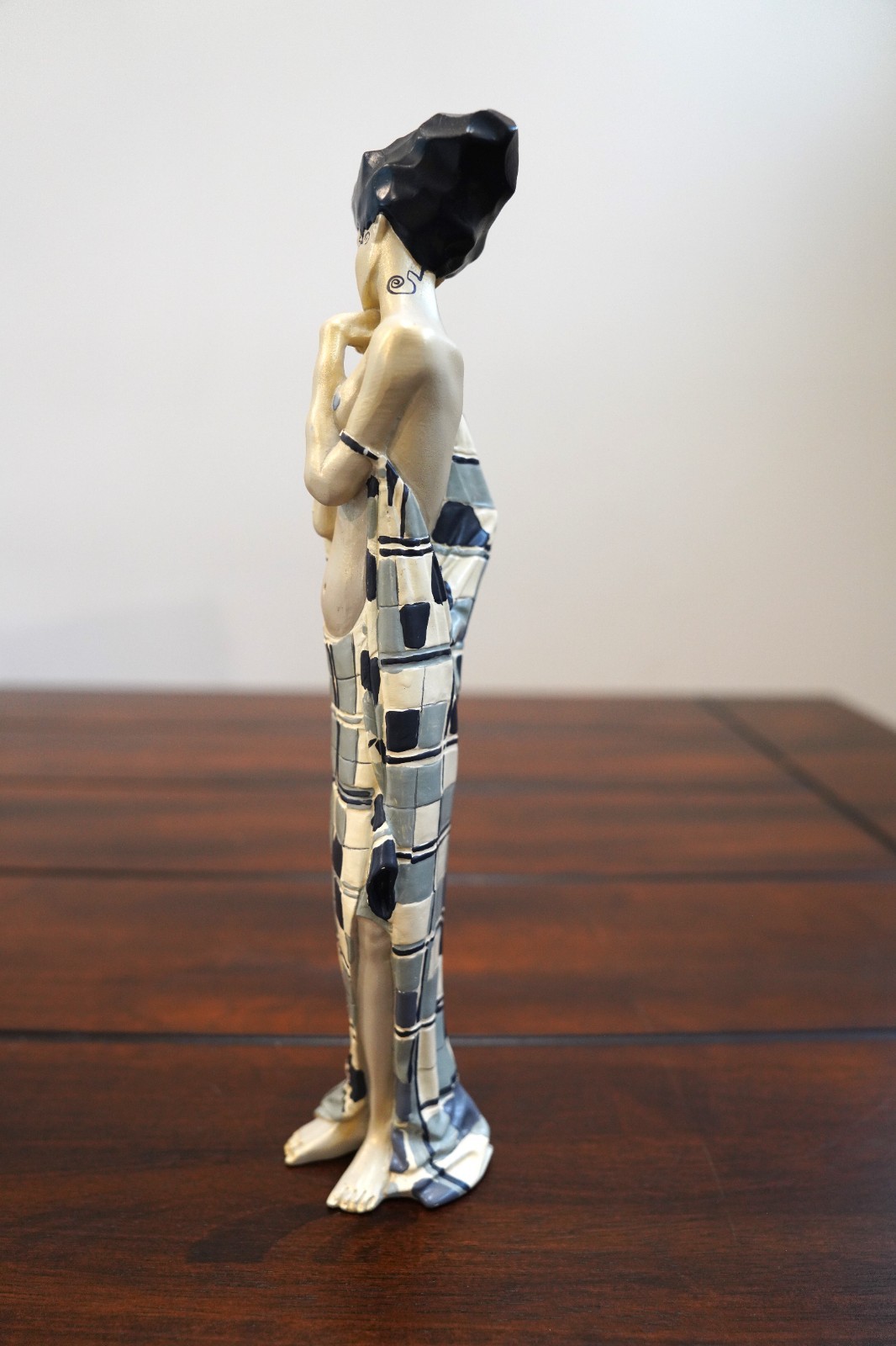 Gertie Schiele In Checkered Cloth Statue By Egon Schiele