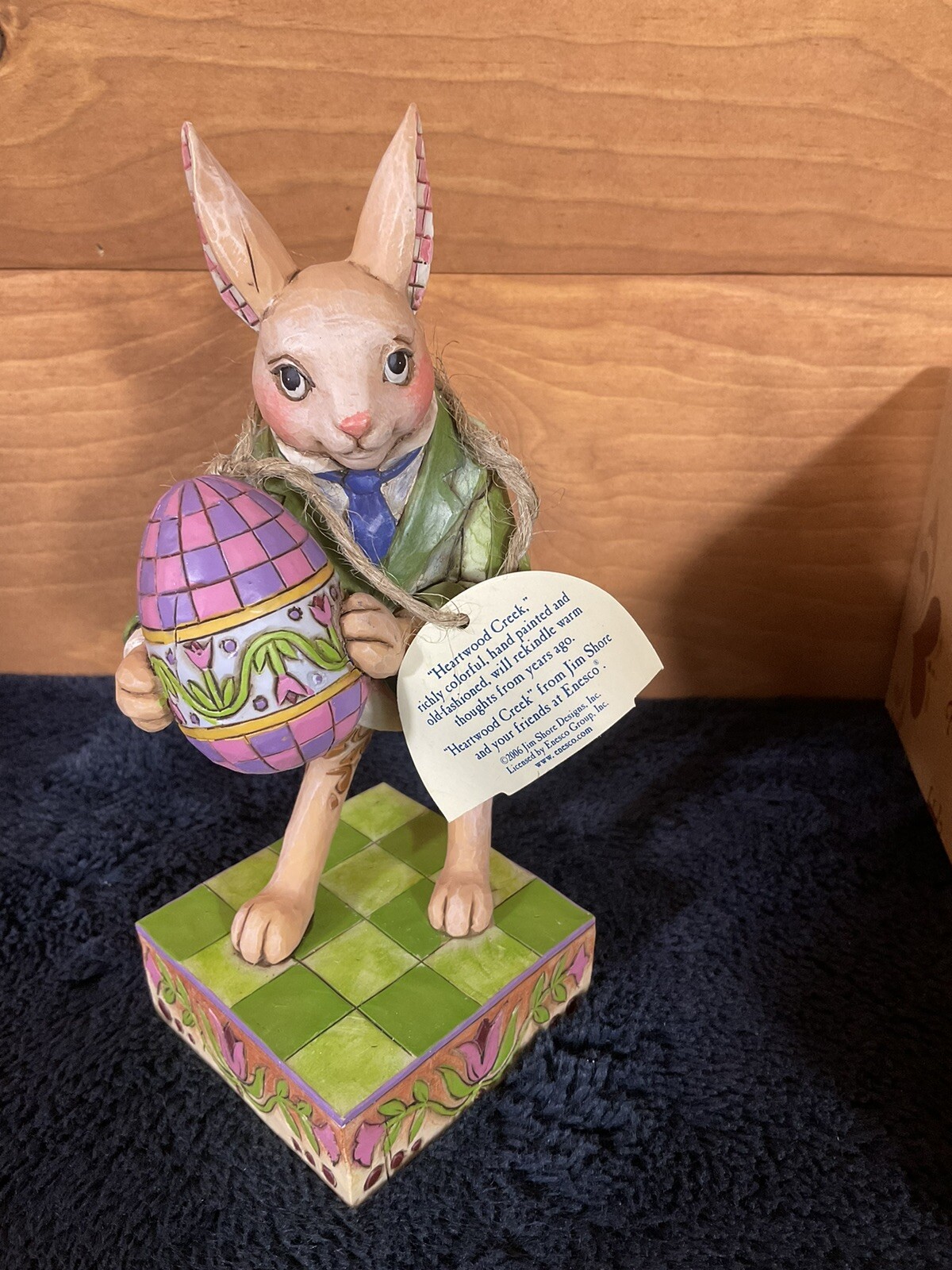 Jim Shore Colorful Delights 4007542 Easter Bunny 2006 with Egg 8″