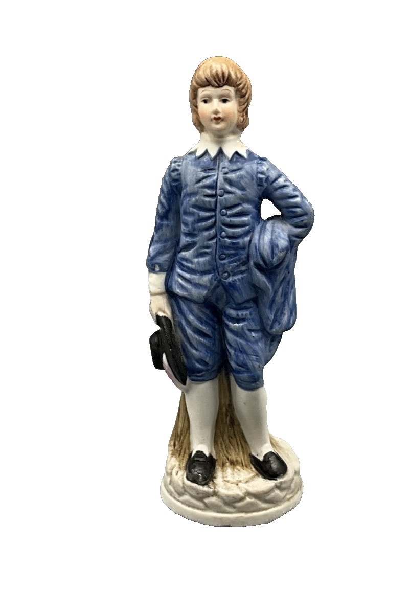 Vintage Blue Boy Figurine Hairline crack in Wrist see photos