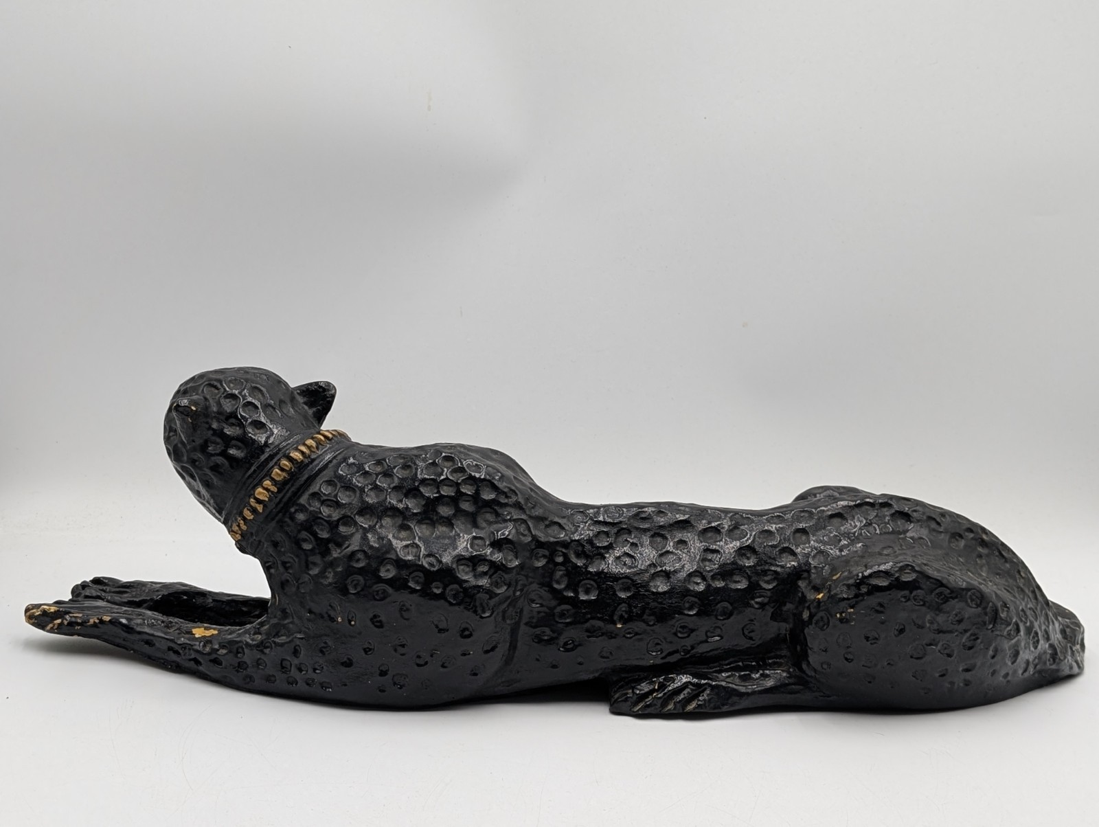 Panther Figurine 10lb MCM Antique Black Vtg 24″
